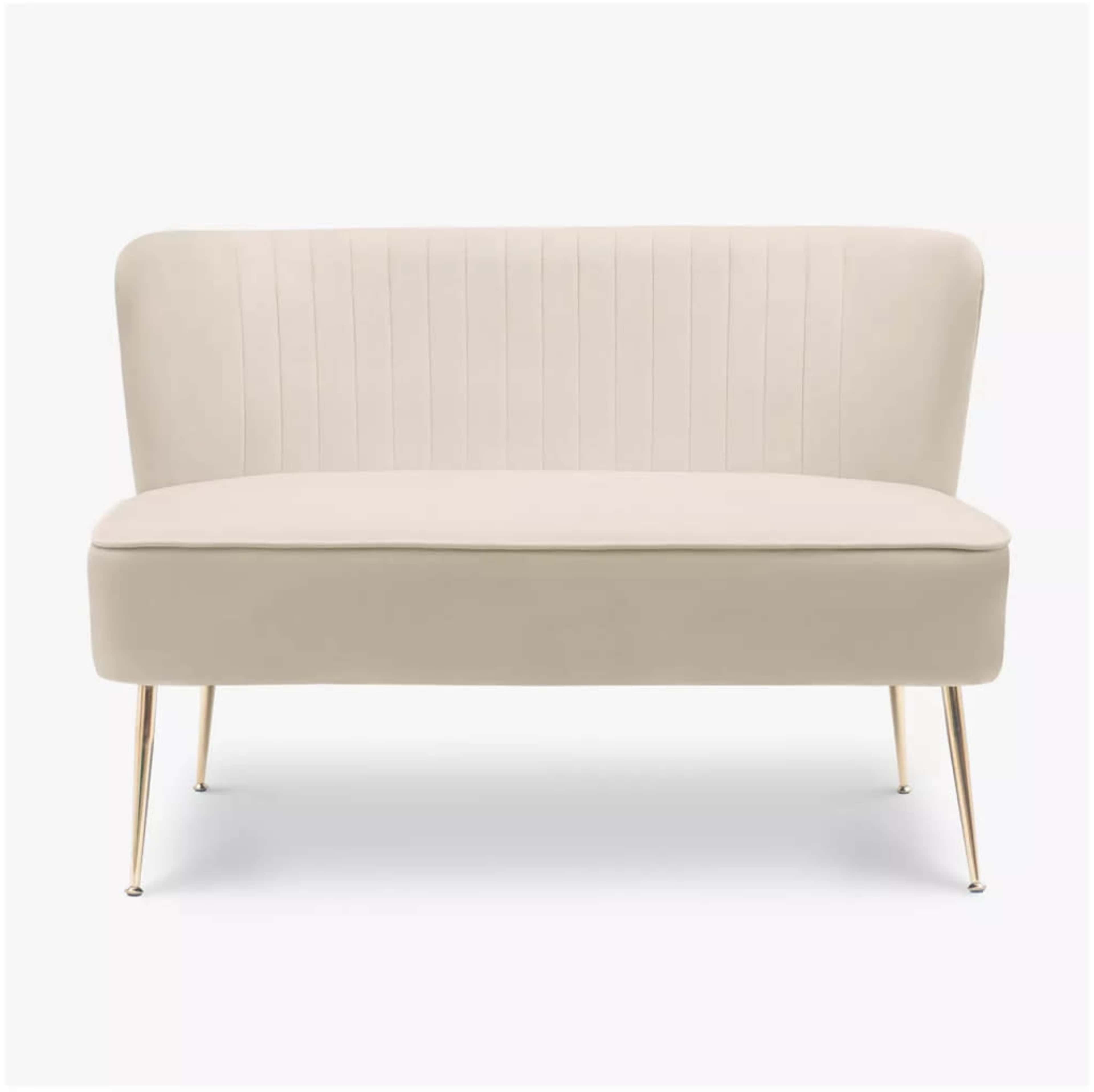 Velvet Cream/Tan Sofa
