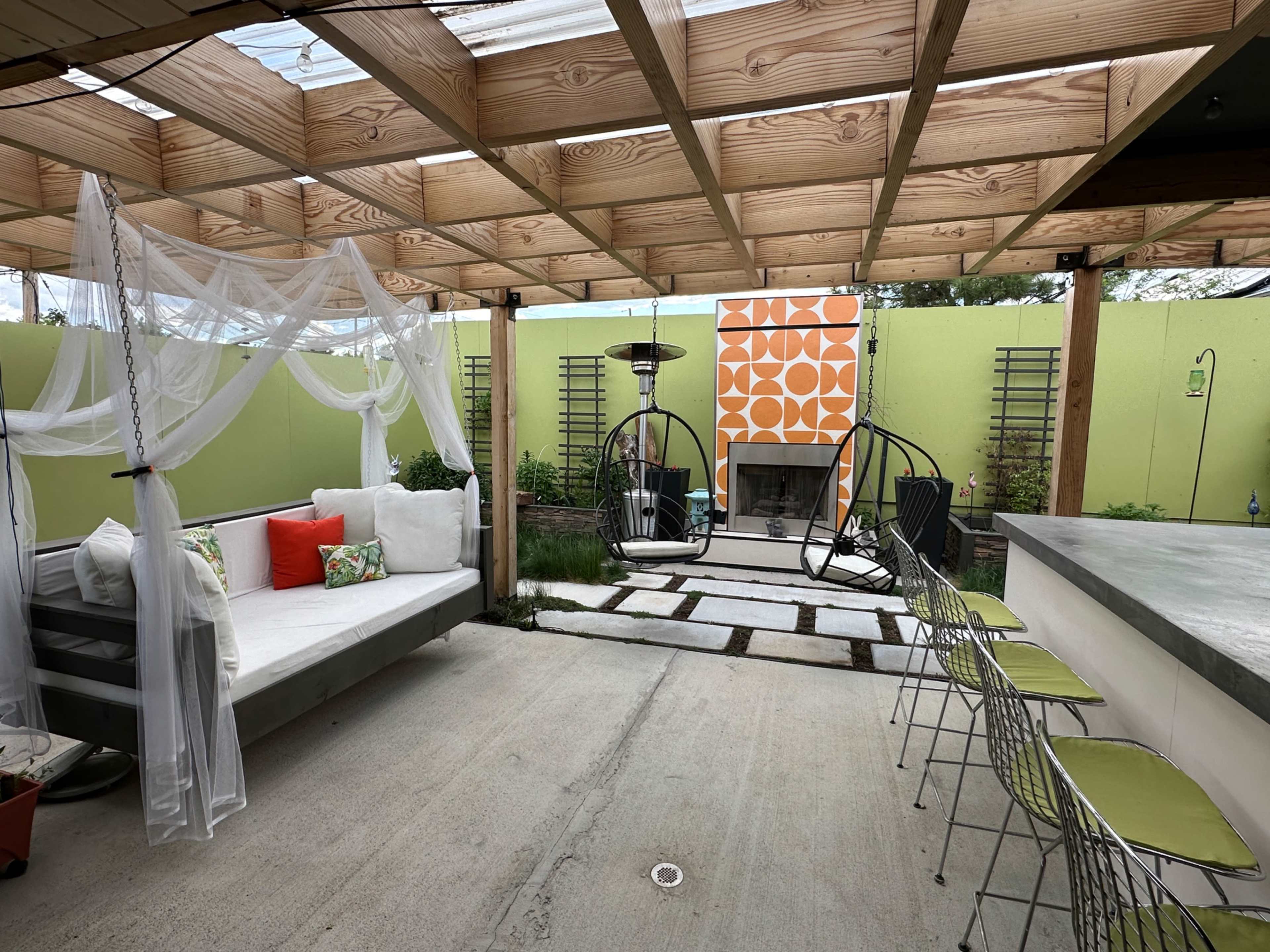 Mid-Century Modern Oasis with Koi Pond + Outdoor Kitchen Image in East Colfax, Denver, CO