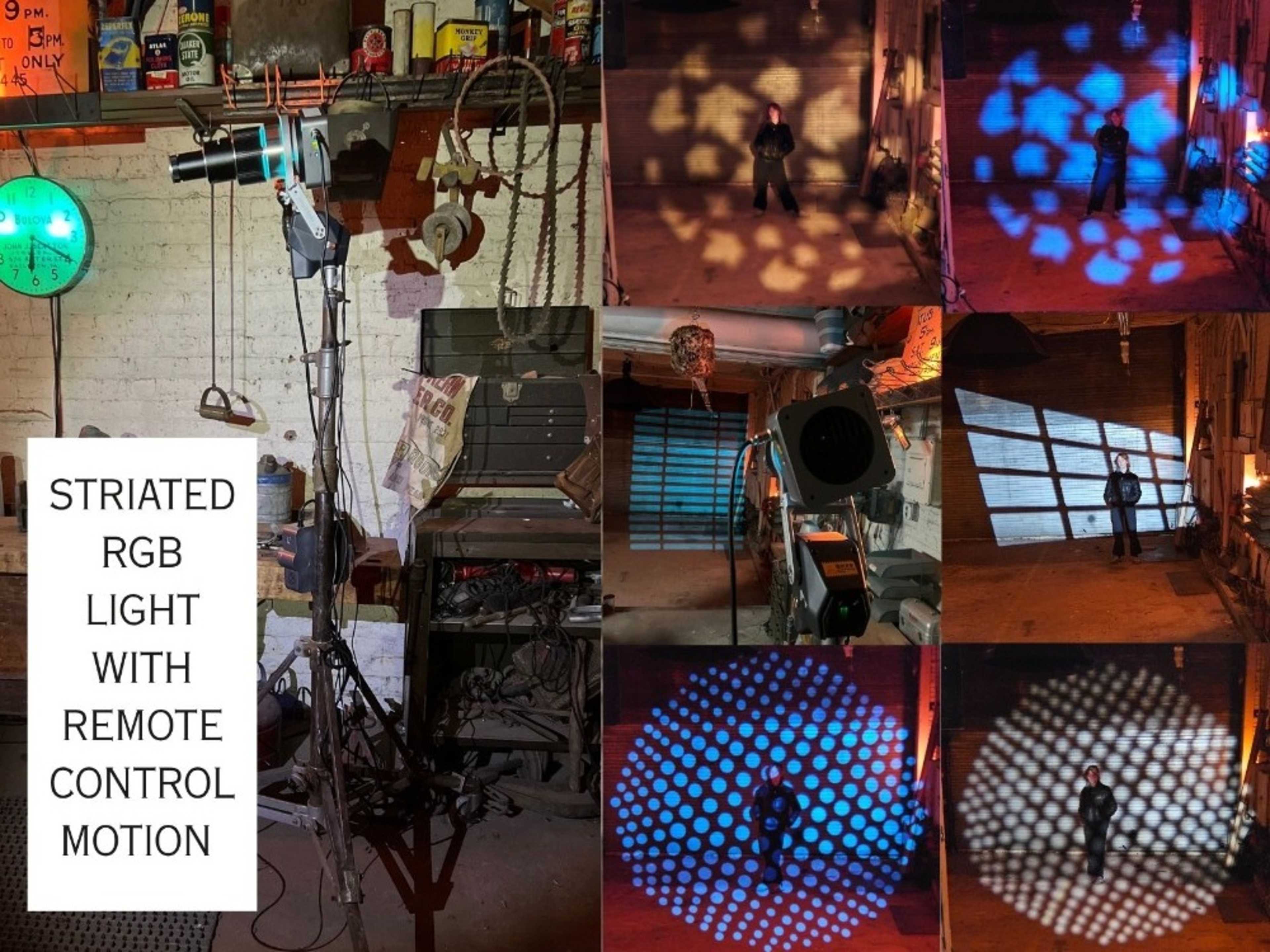 Striated RGB light fixture with remote control