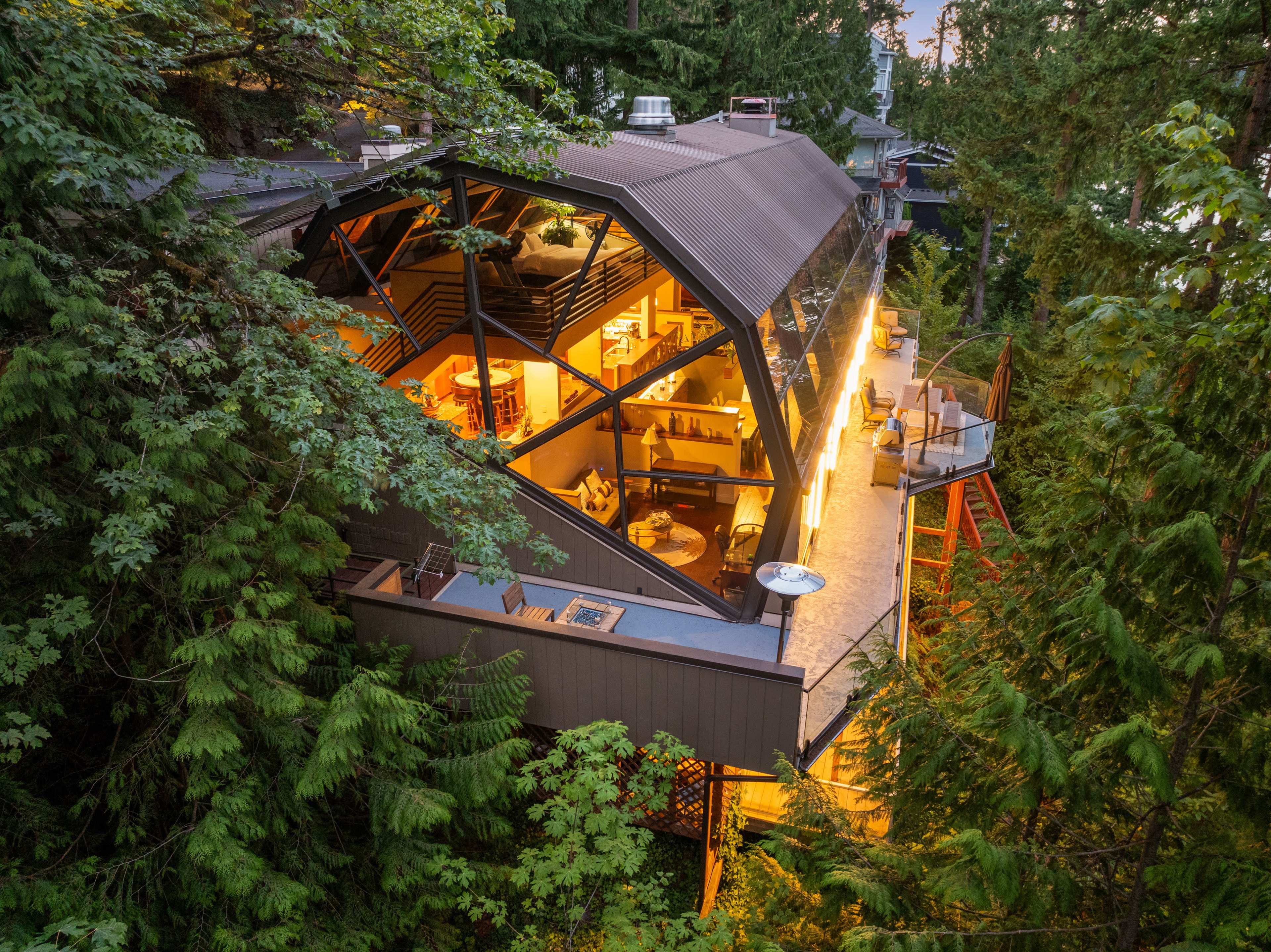 Glass house on Lake Sammamish with private dock Image in Viewpoint, Redmond, WA