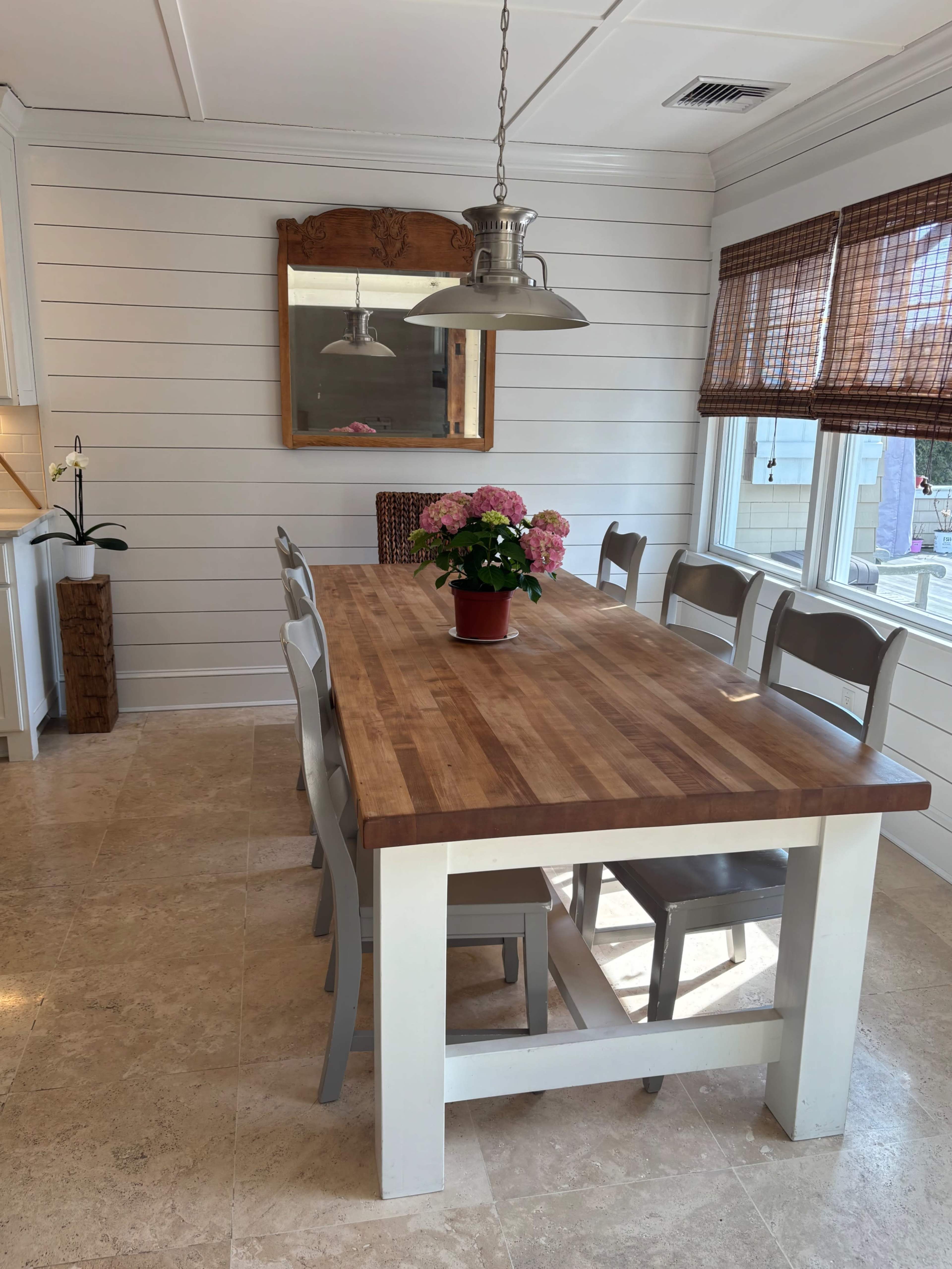 White farmhouse kitchen with marina views Image in Babylon, Babylon, NY