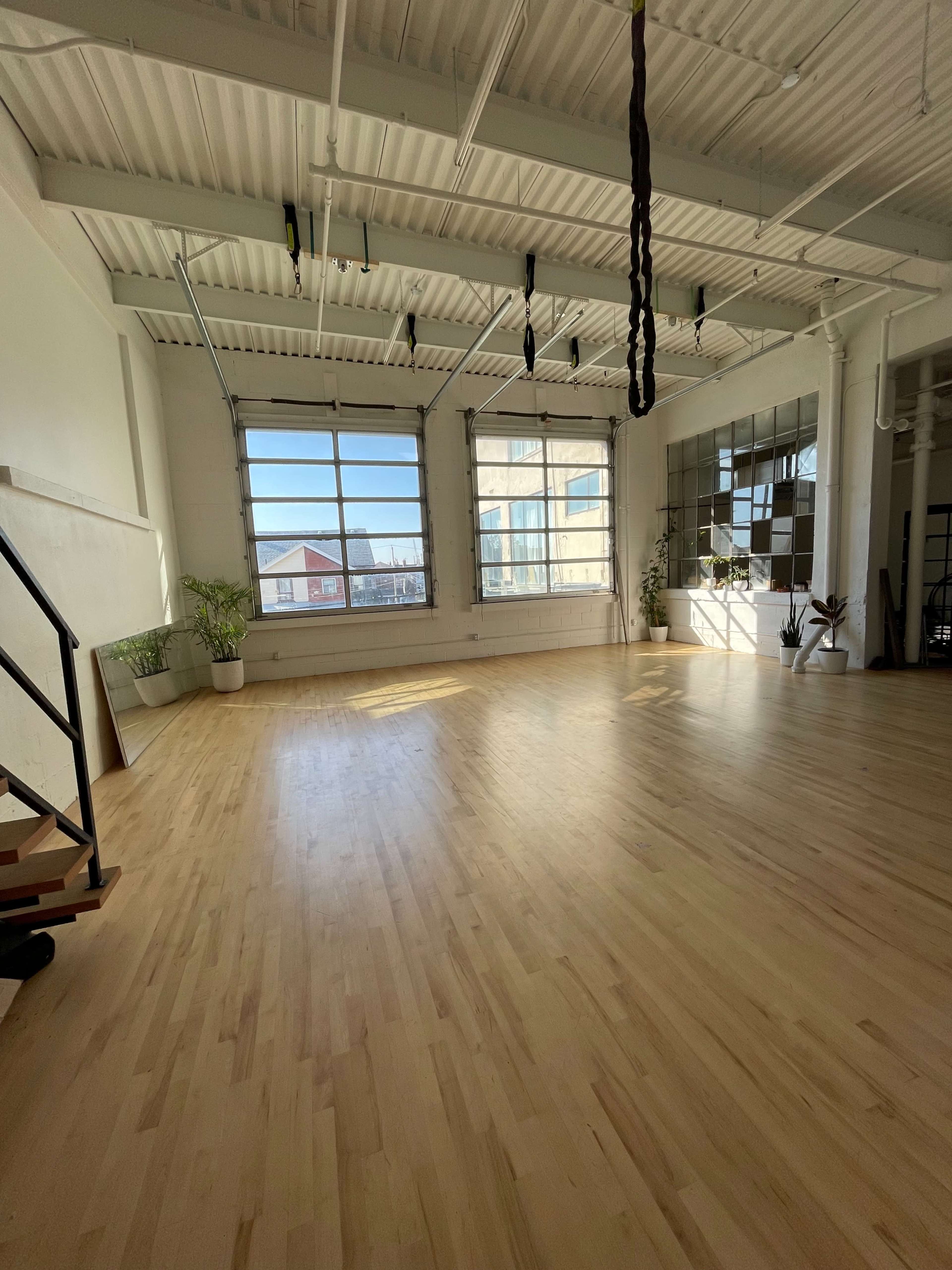 Sun-Drenched Aerial Dance Loft Image in Junction Triangle, Toronto, ON