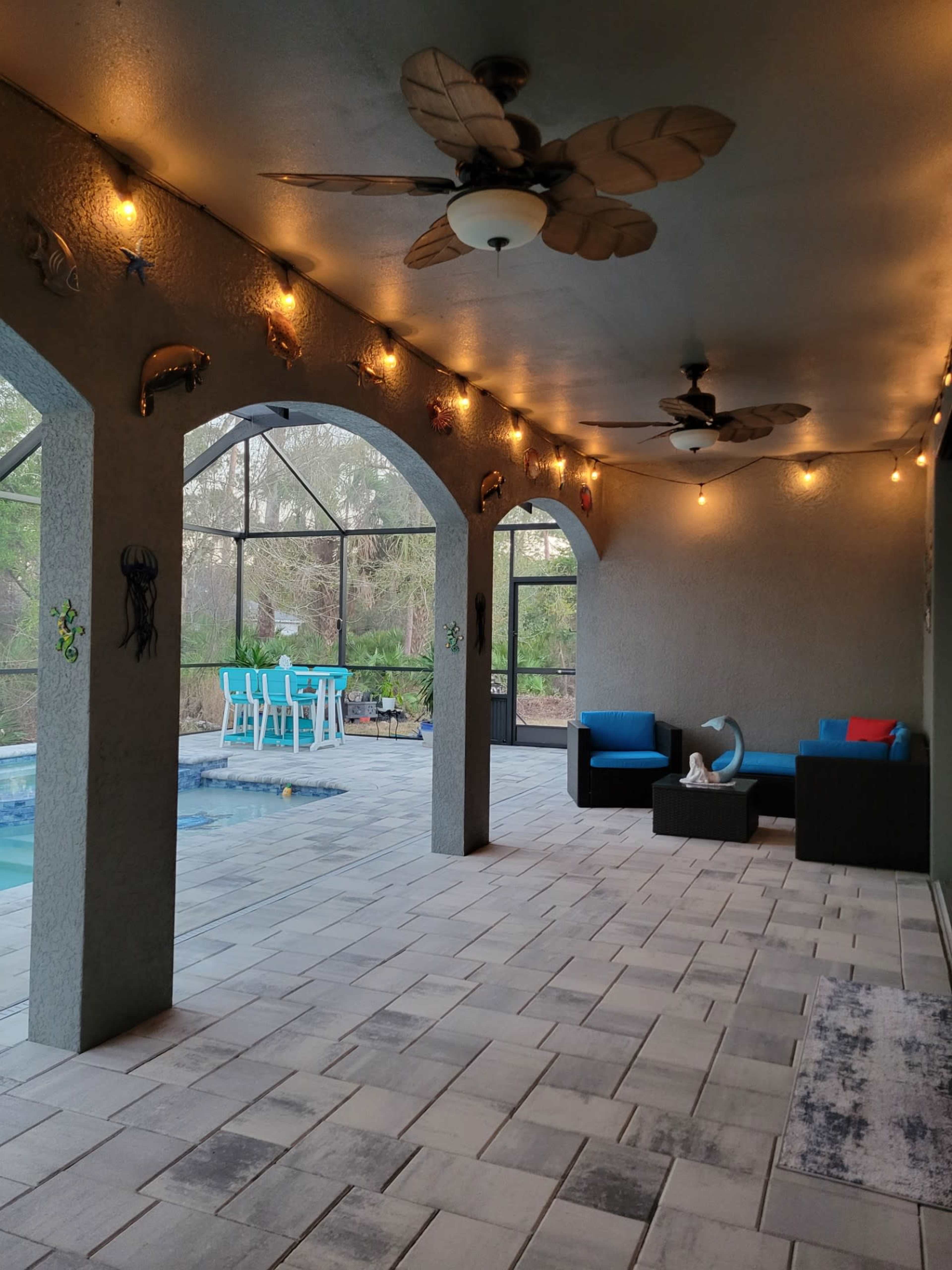 Private Screened Poolside Patio for Photos & Video Shoots Image in North Port, North Port, FL