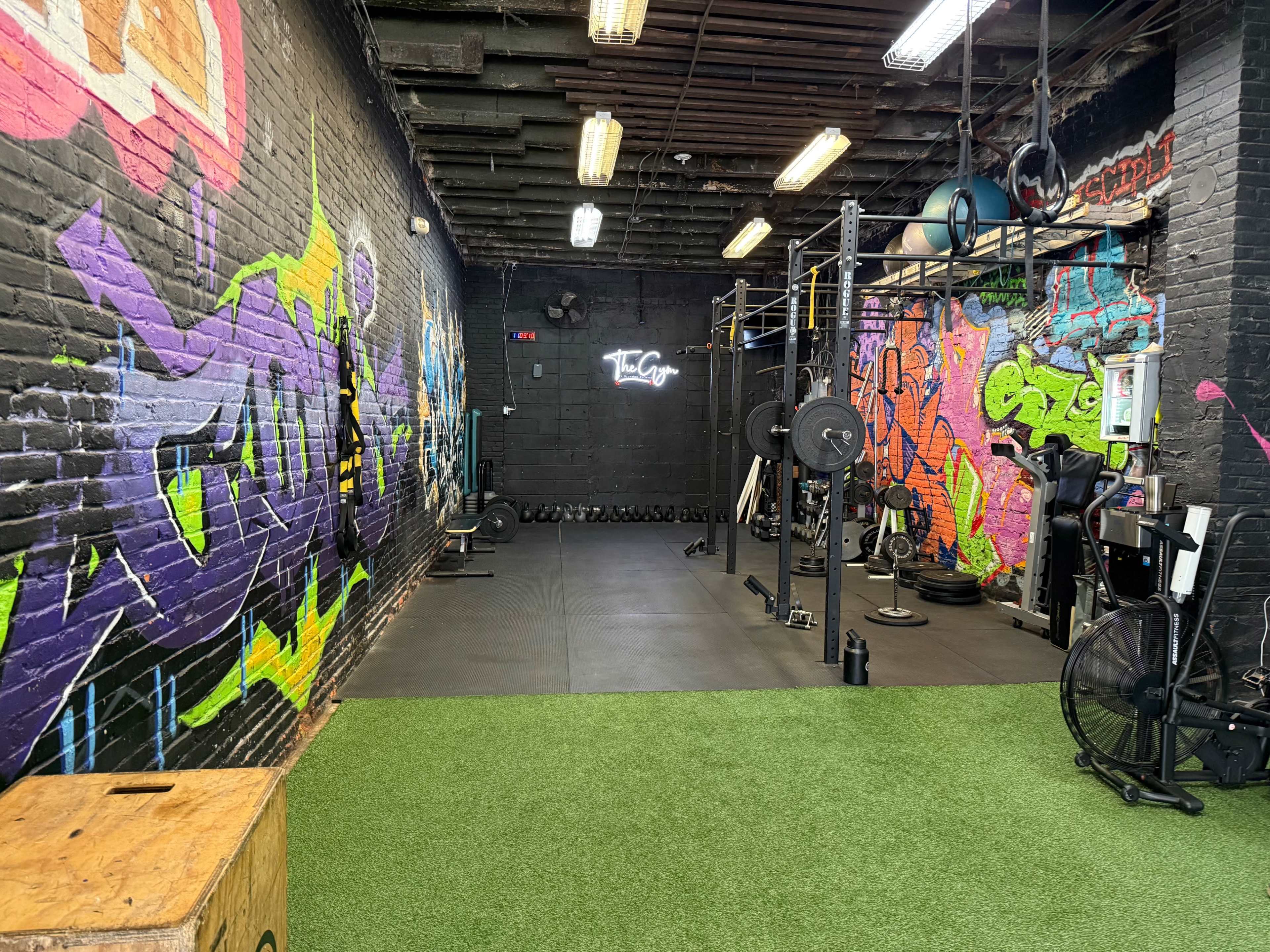 Spacious Garage Gym with Graffiti. Image in North Philadelphia, Philadelphia, PA