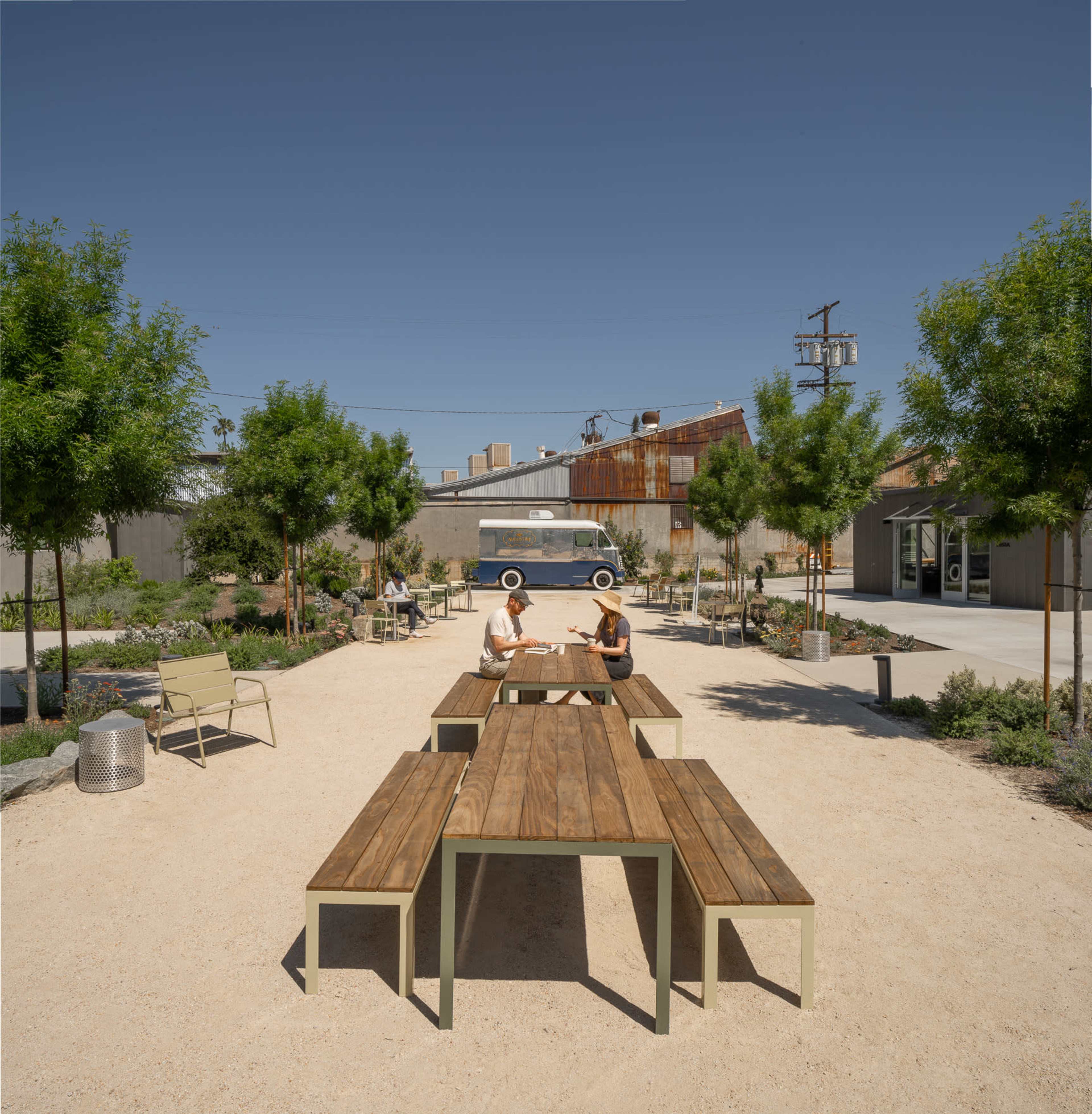 Open-air Courtyard with Modern Industrial Landscaping Image in Northeast Los Angeles, Los Angeles, CA