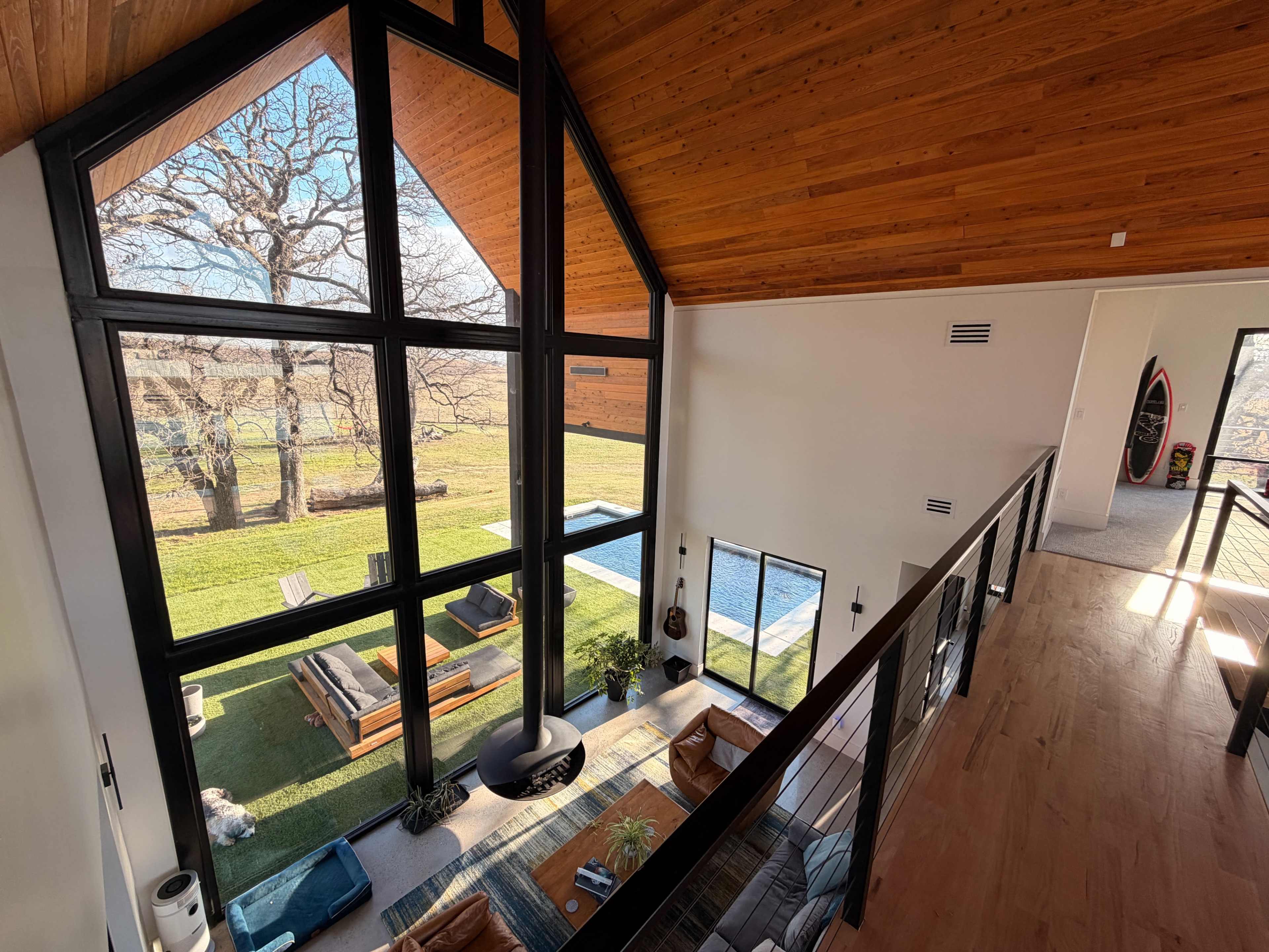 Modern Architectural Home with Pond, Scenic Acreage, Horses Image in Oak Point, Oak Point, TX