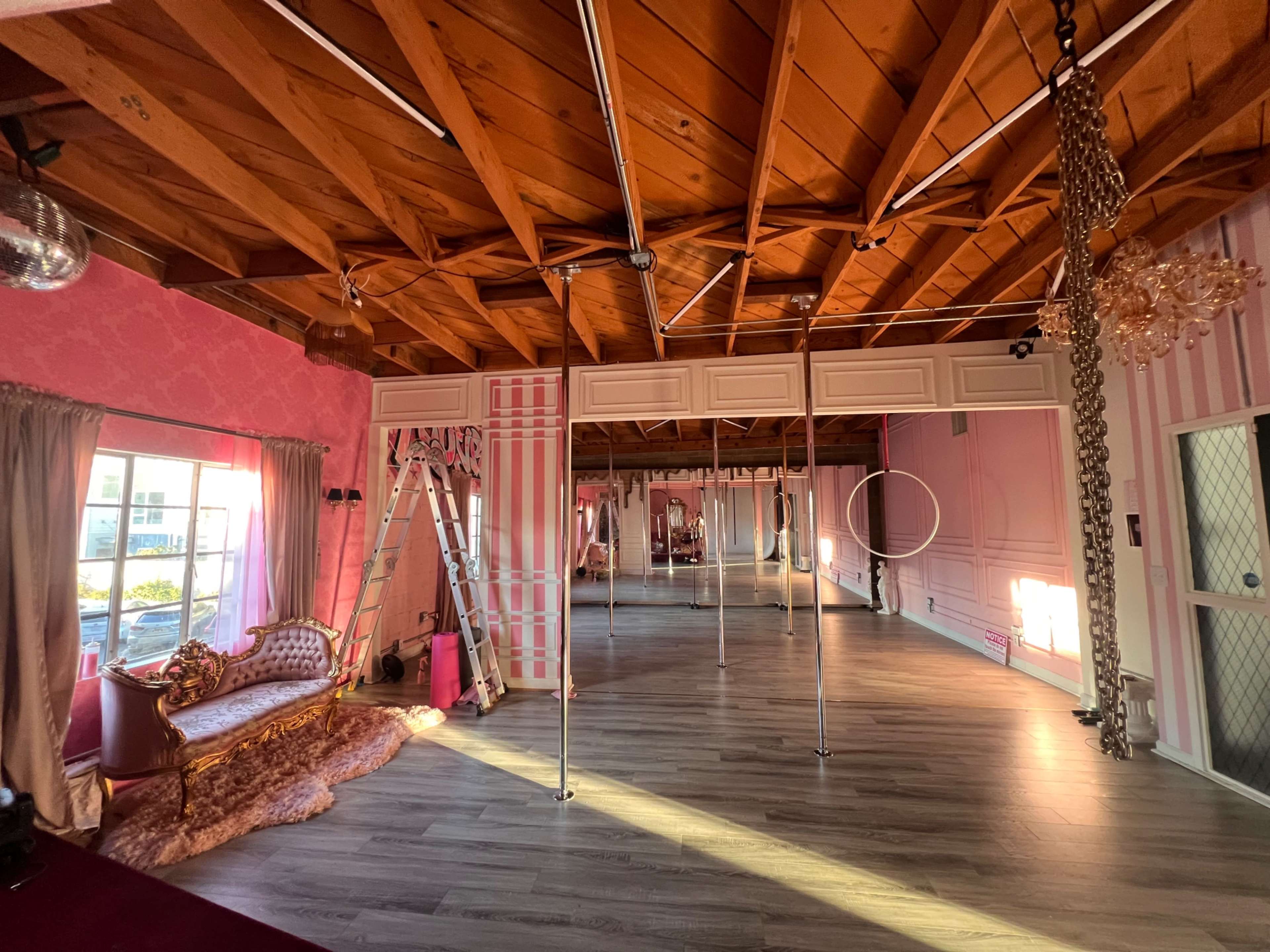 Pink Pole Dance Studio with a Cyc and a Bathtub Image in Hollywood, Hollywood, CA