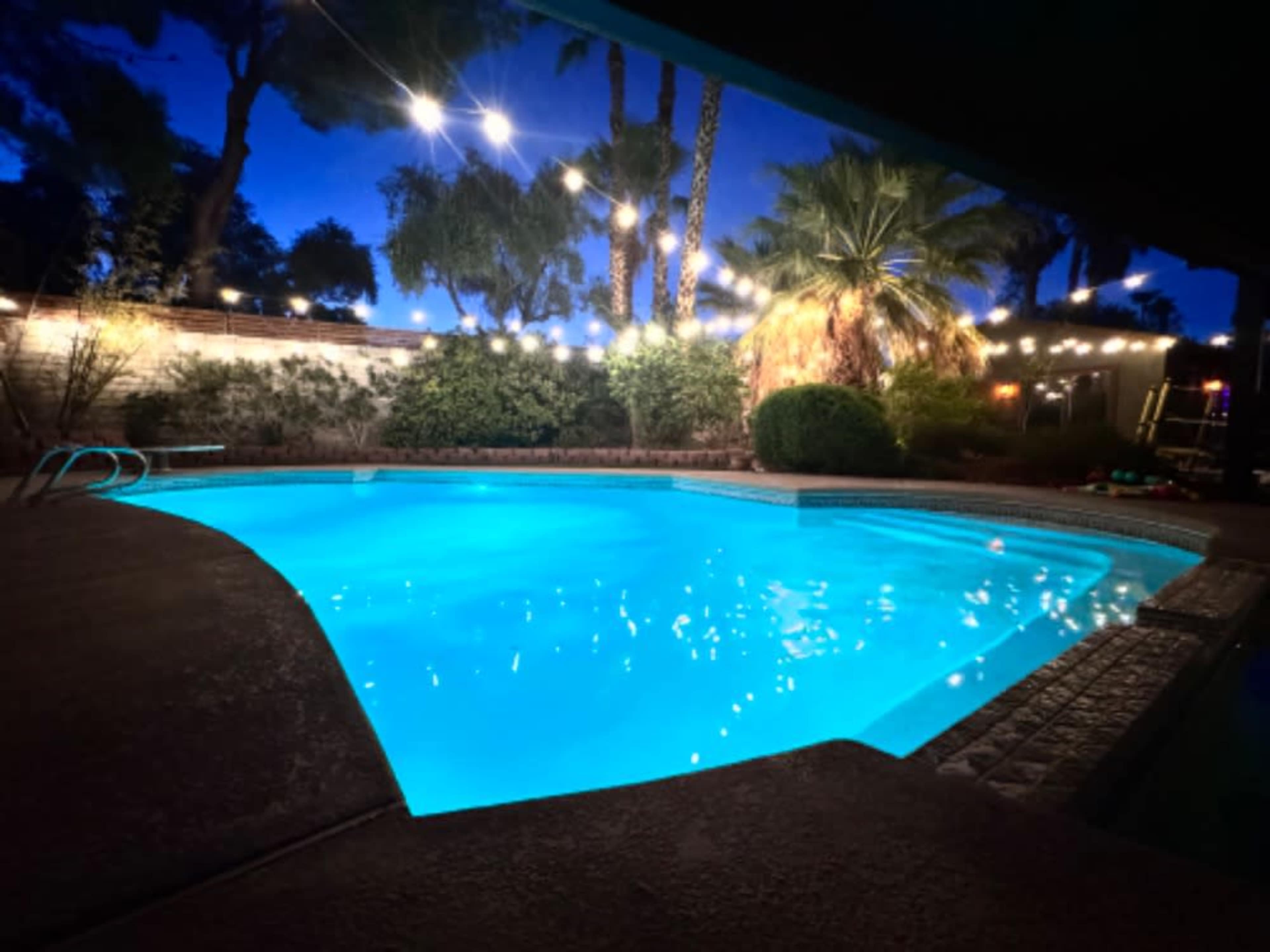 Heated pool with diving board