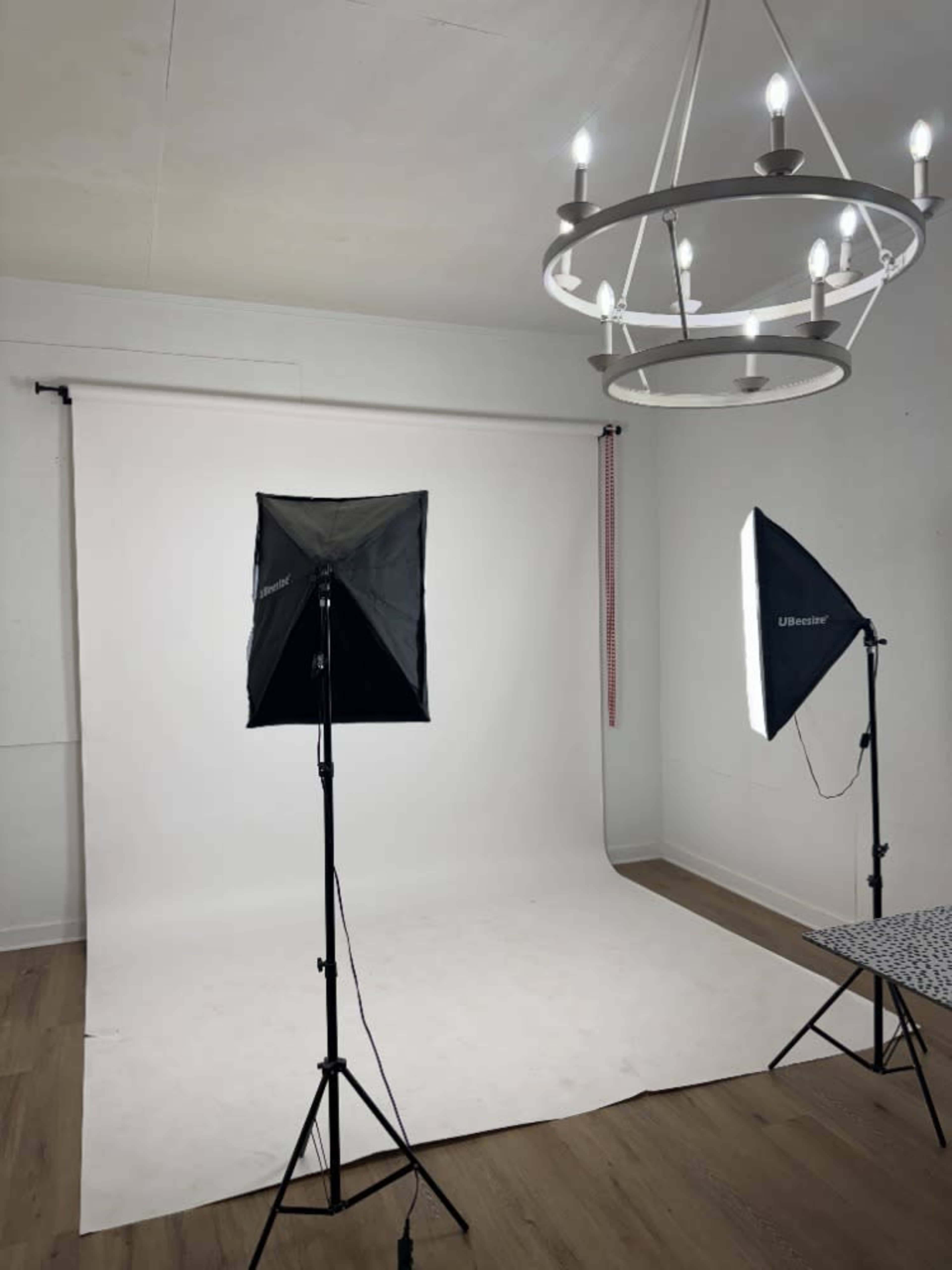 Studio Lights & White Backdrop