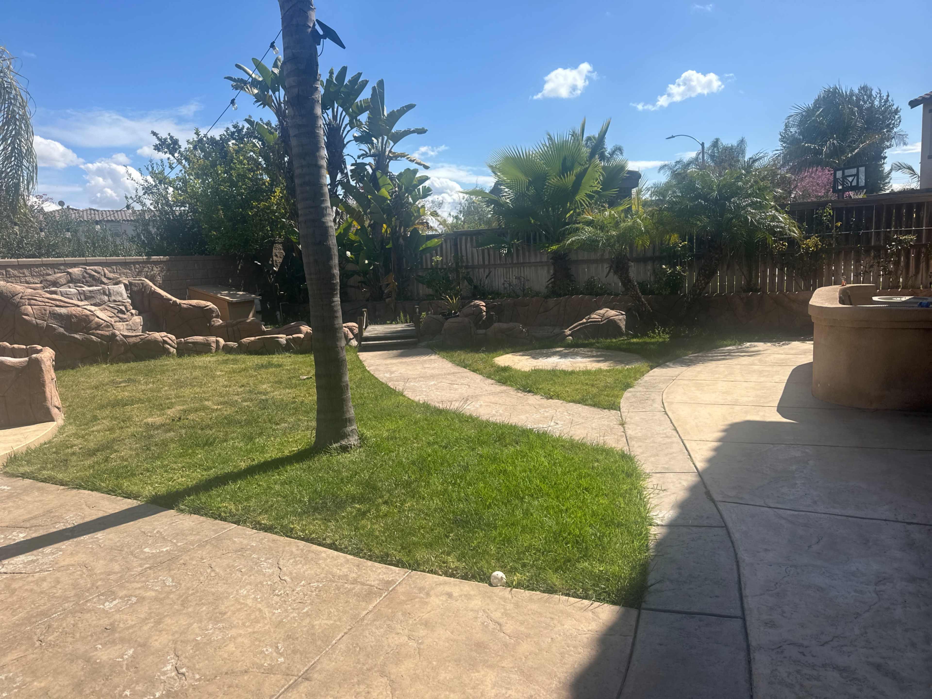 Tropical backyard, waterfall and pond, 10ft bar grill area Image in Otay Ranch, Chula Vista, CA