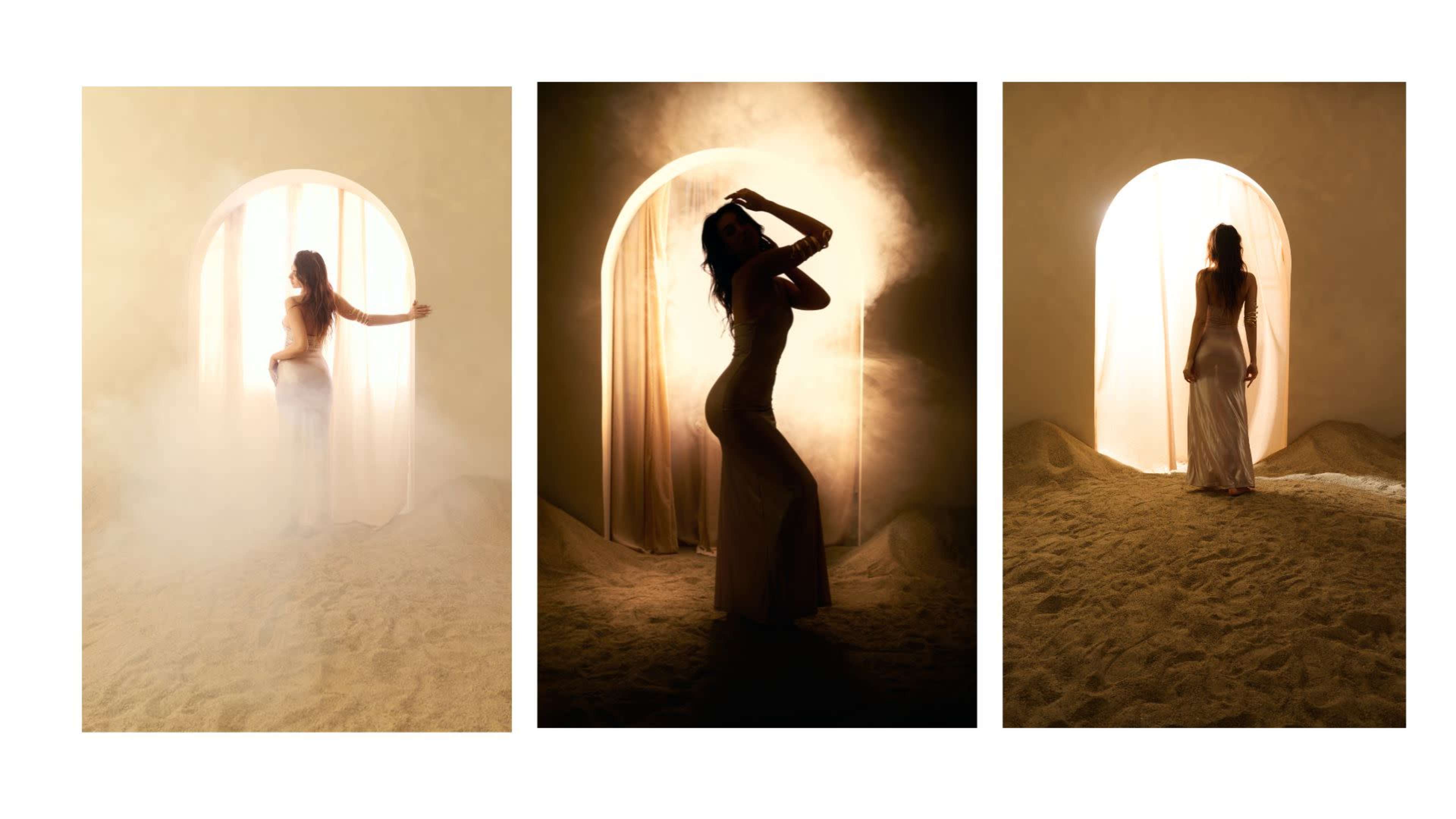 A/C + Sand location  + White L-CYC +  Mid-century /light equipment including Image in Central LA, Los Angeles, CA