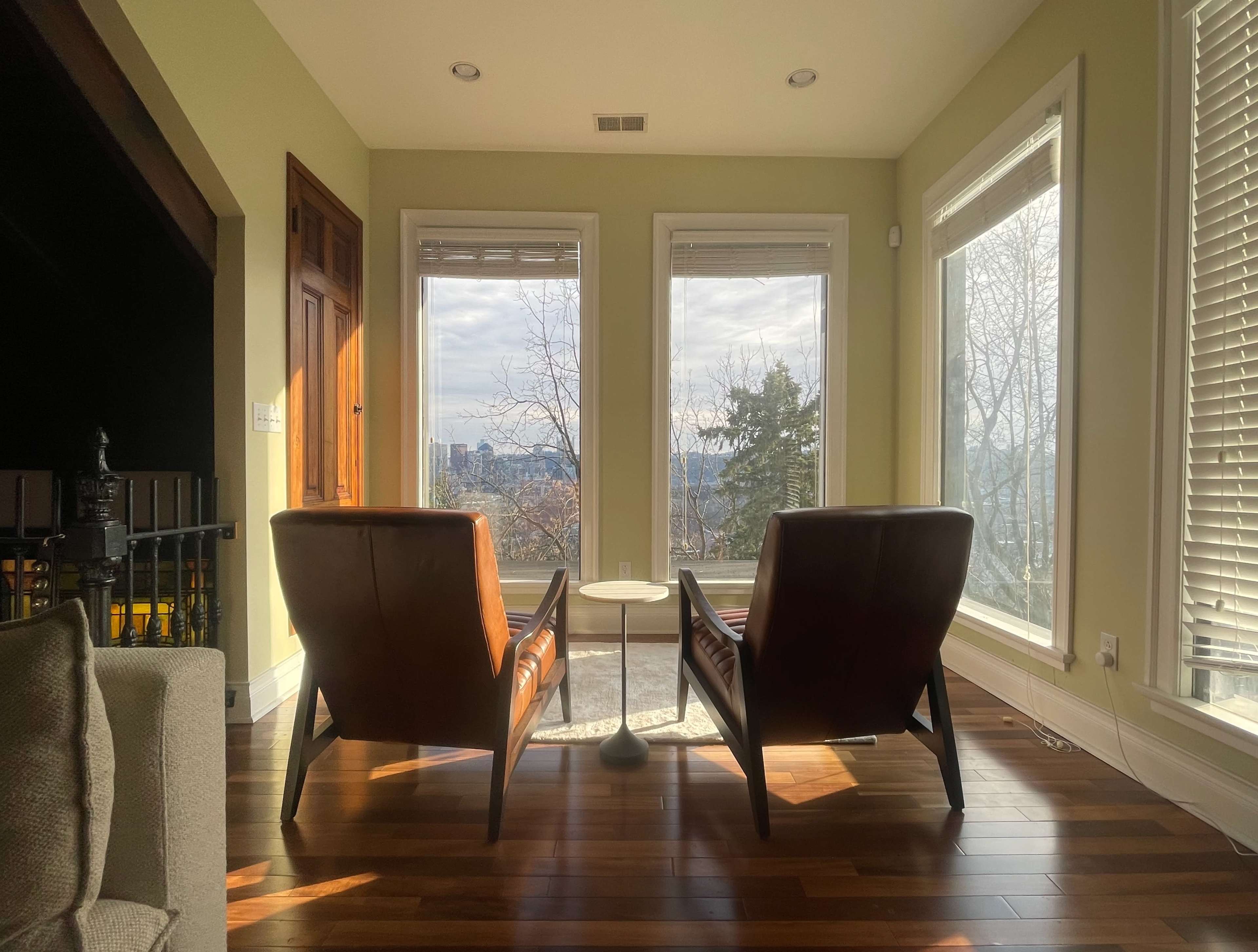 Stained glass, spiral staircase - modernized classically elegant space with porch Image in Central Northside, Pittsburgh, PA