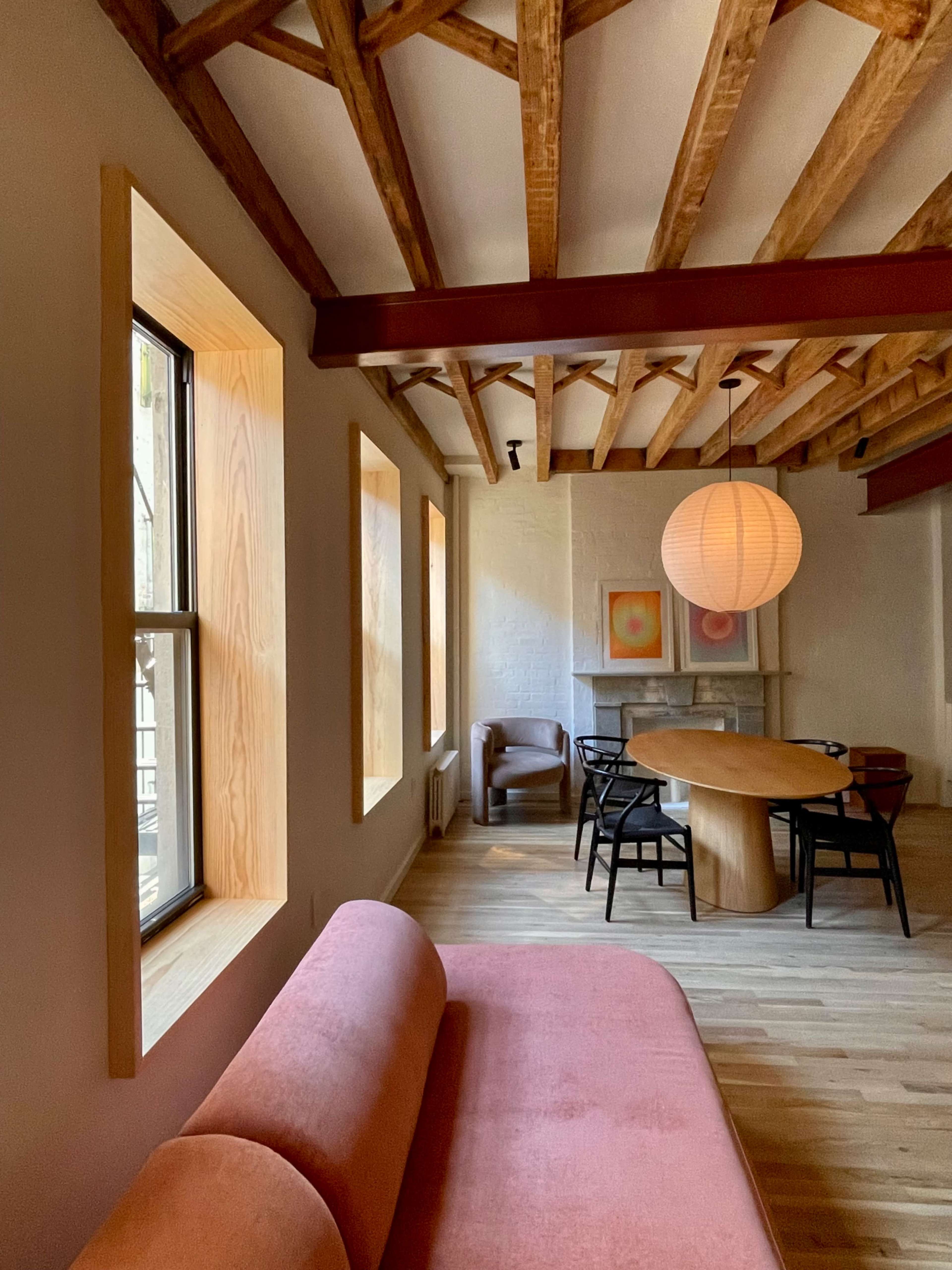 Stylish Wood Beamed Apartment With Two Decorative Fireplaces Image in East Village, New York, NY