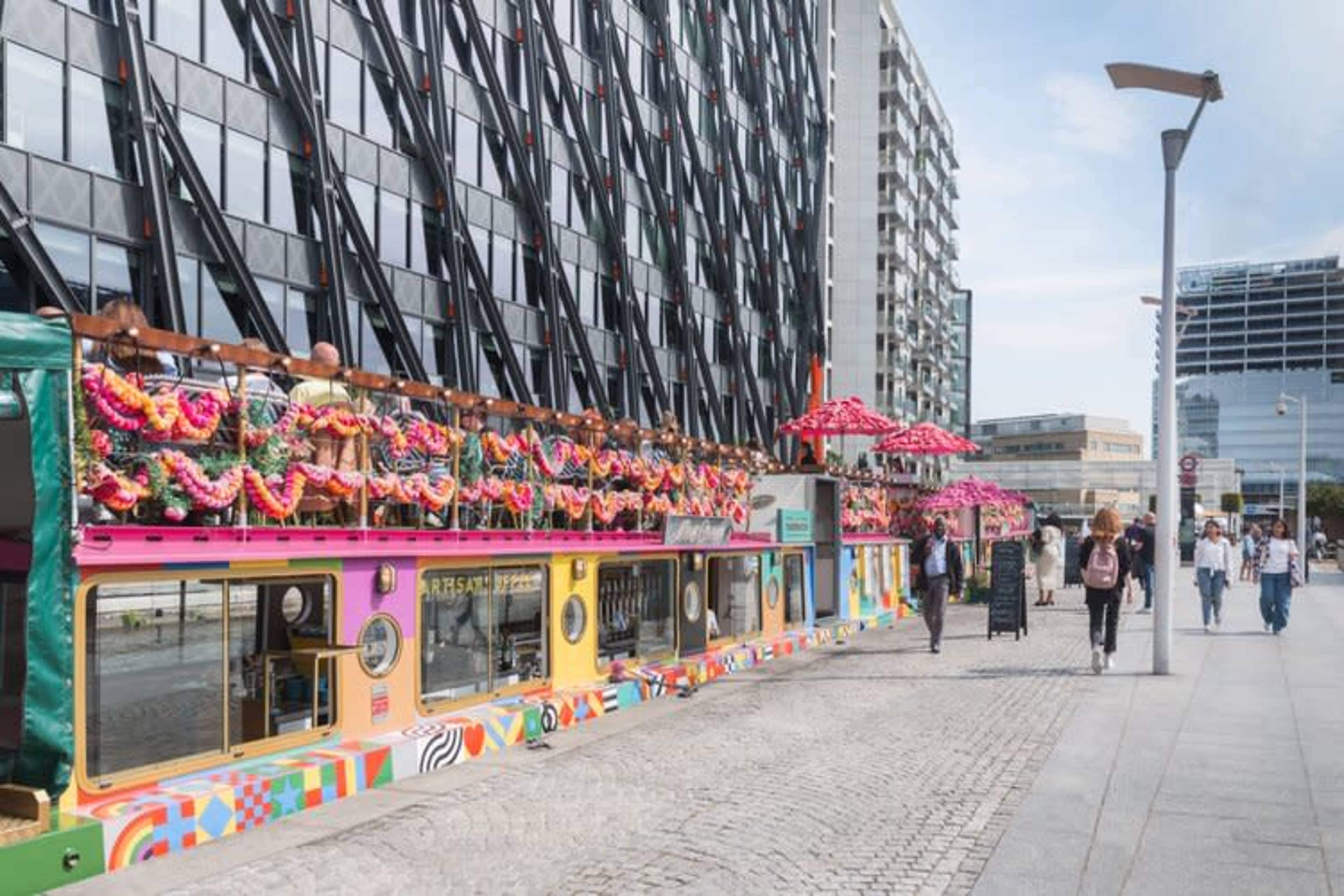Colourful barge restaurant on the Paddington canal Image in London, Paddington Central, ENG