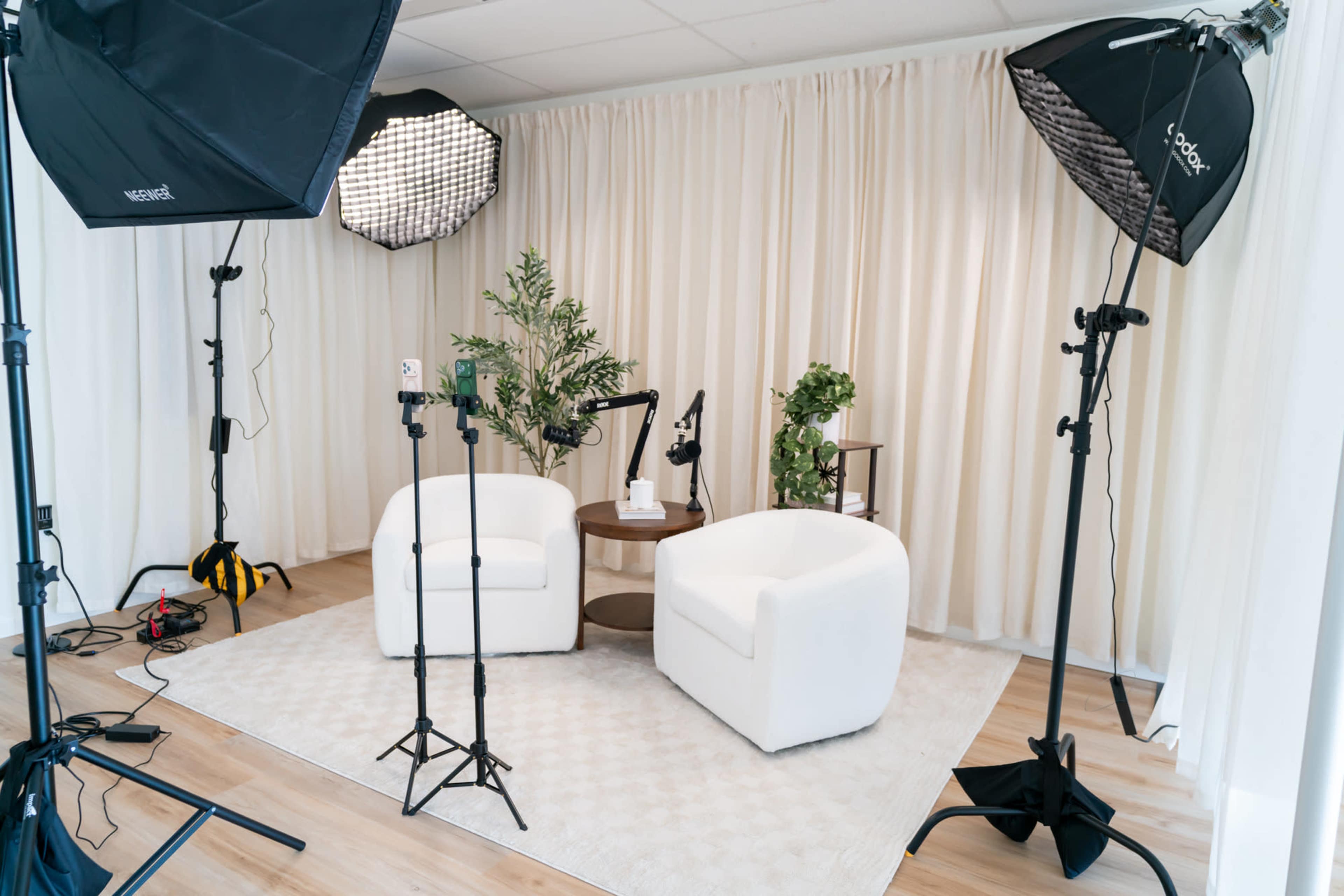 Modern Podcast Studio with Warm Neutral Aesthetic Image in Middlefield, Middletown, CT