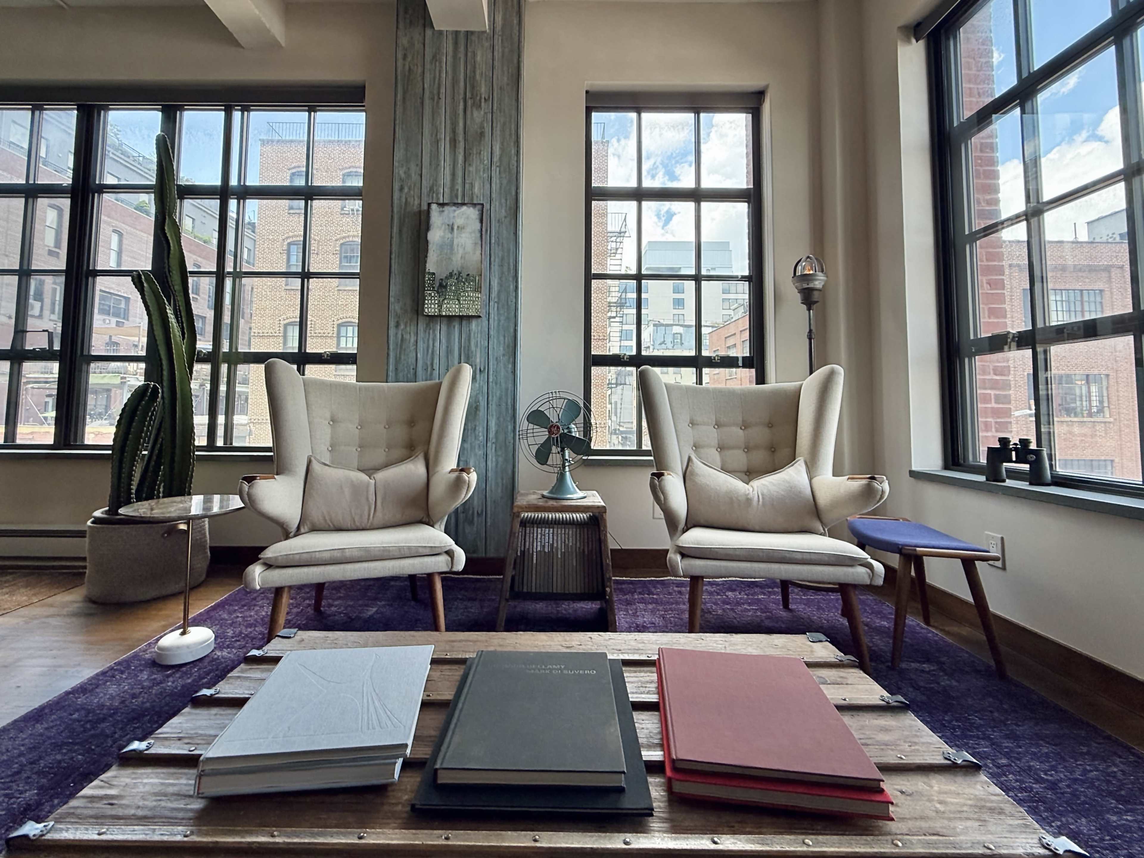 Multiple Vignettes, Large Industrial Windows, Abundant Daylight, City & Water Views, Noise-reduction Windows, Quiet Street Image in Vinegar Hill, Brooklyn, NY