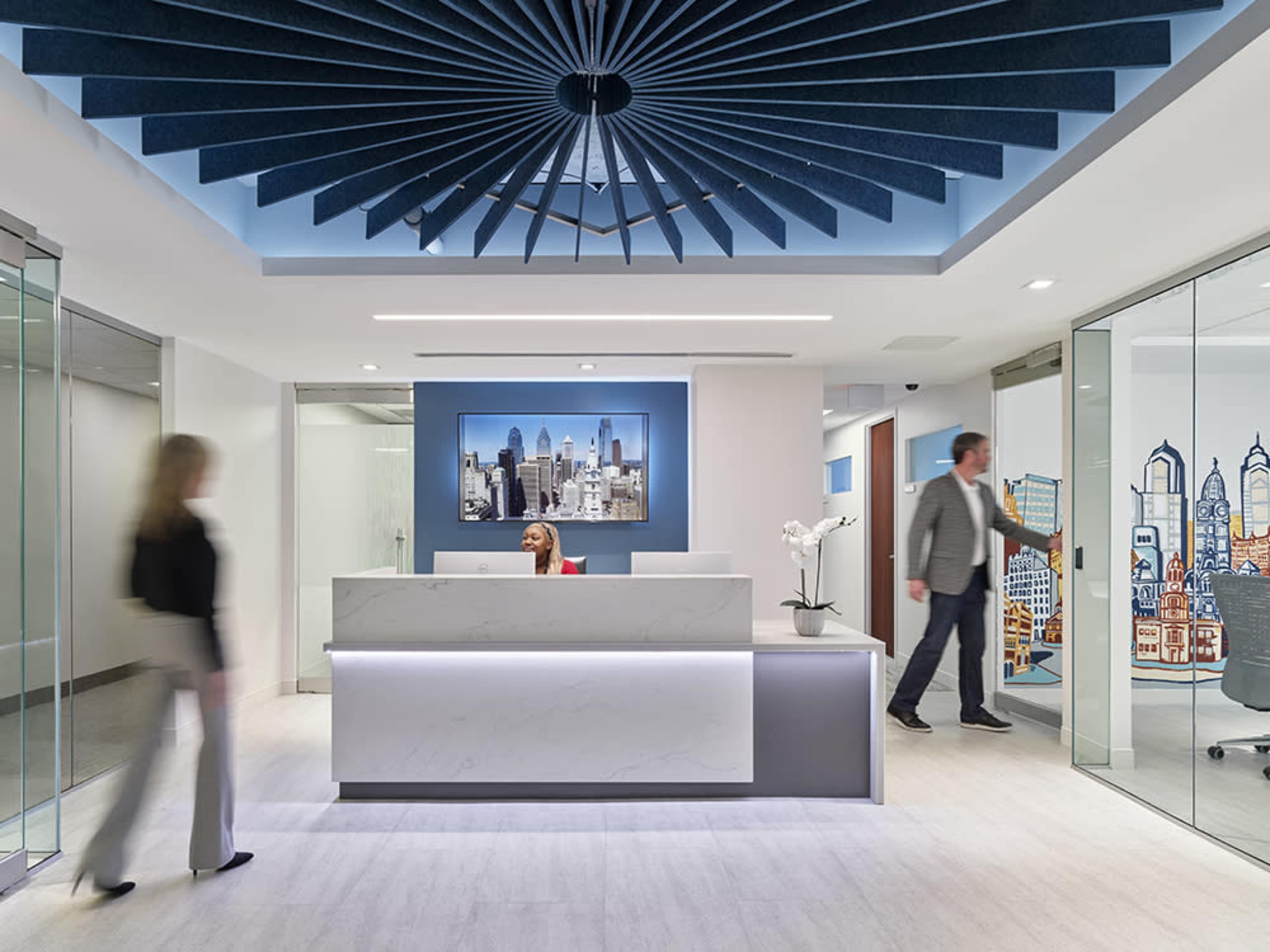 Sleek and Well Lit Boardroom with City View Image in Logan Square, Philadelphia, PA