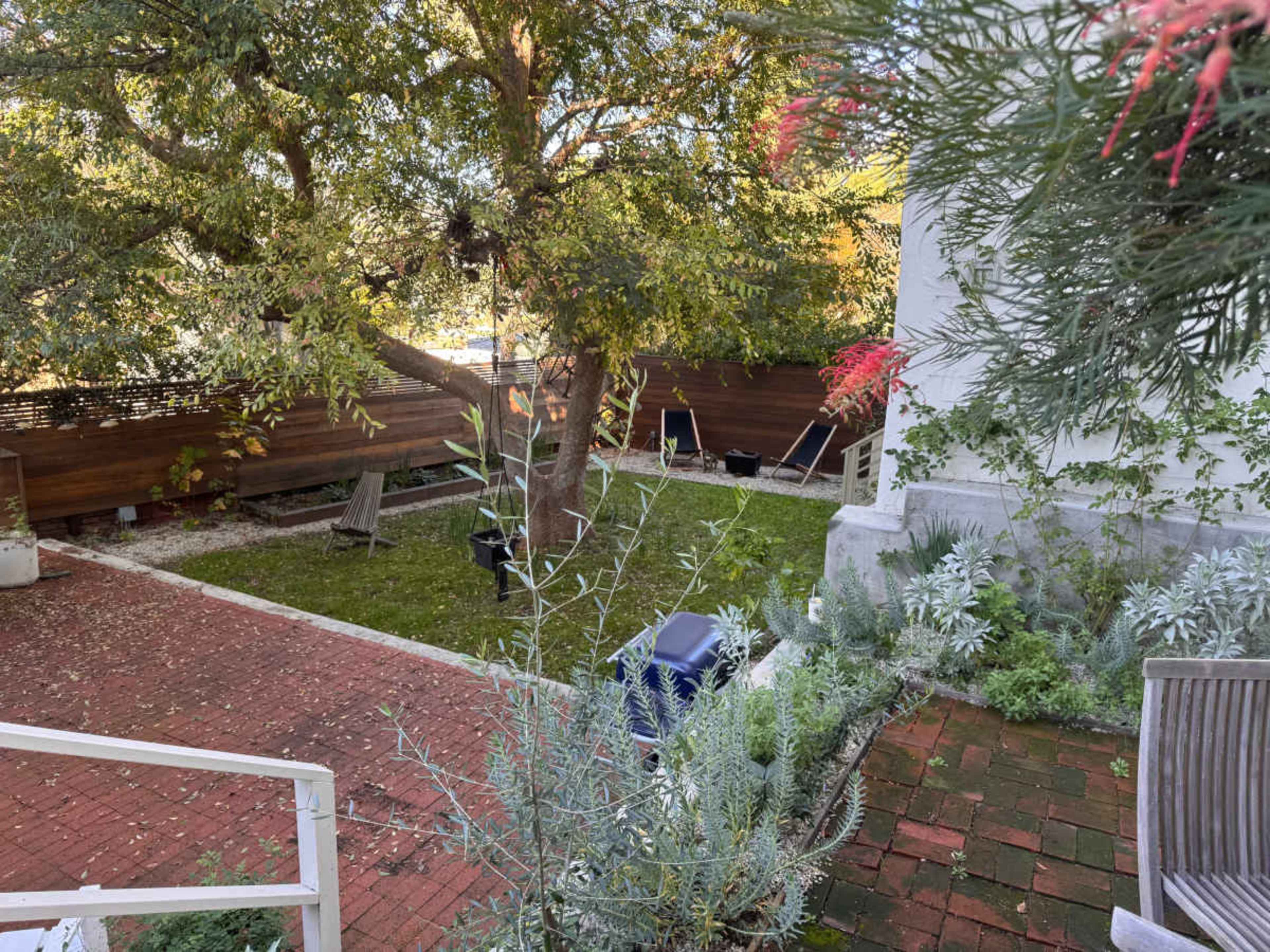 Silver Lake Hillside Backyard with Garden & Mature Shade Tree Image in Silver Lake, Los Angeles, CA