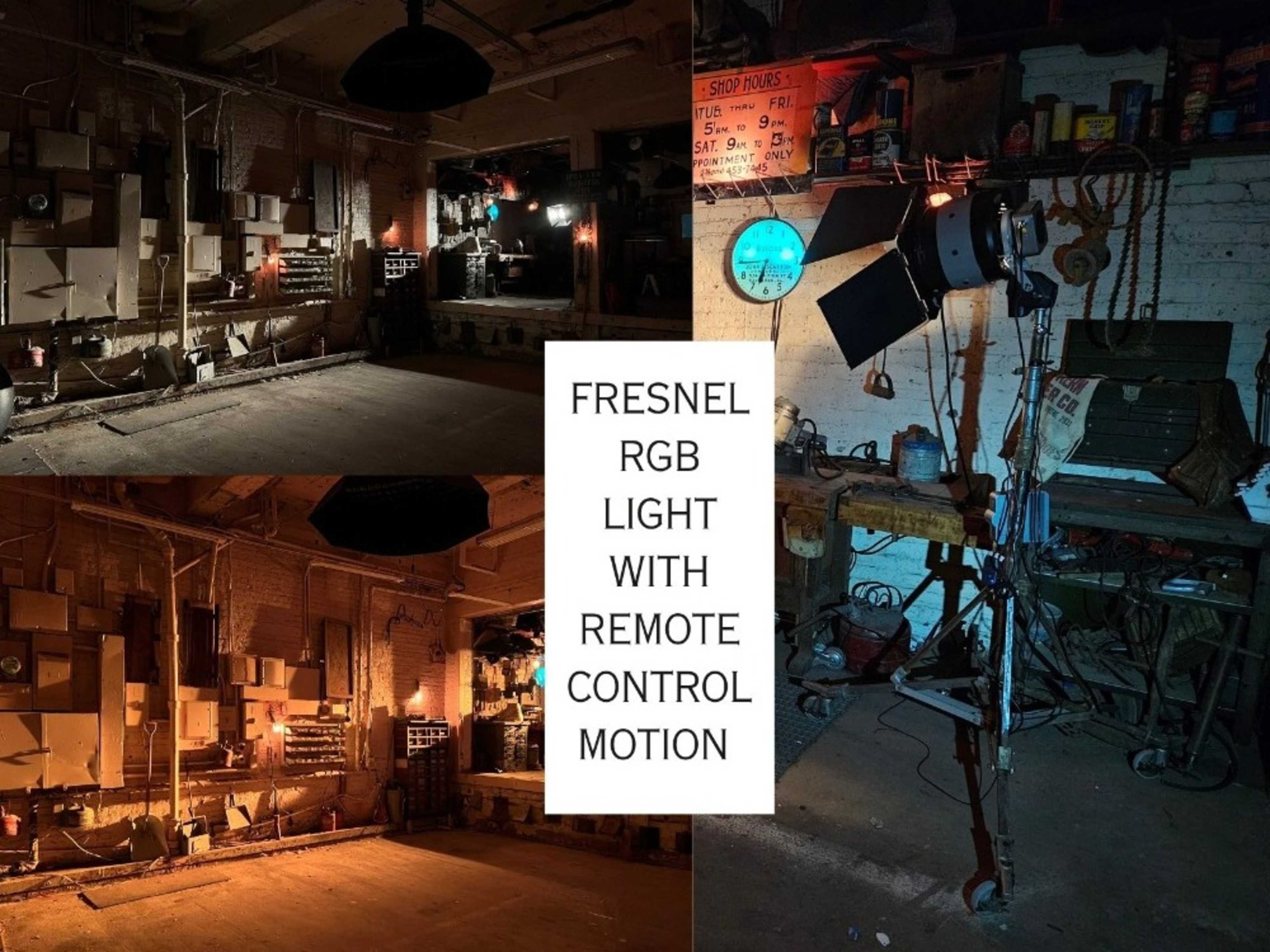 Fresnel RGB light fixture & stand. 