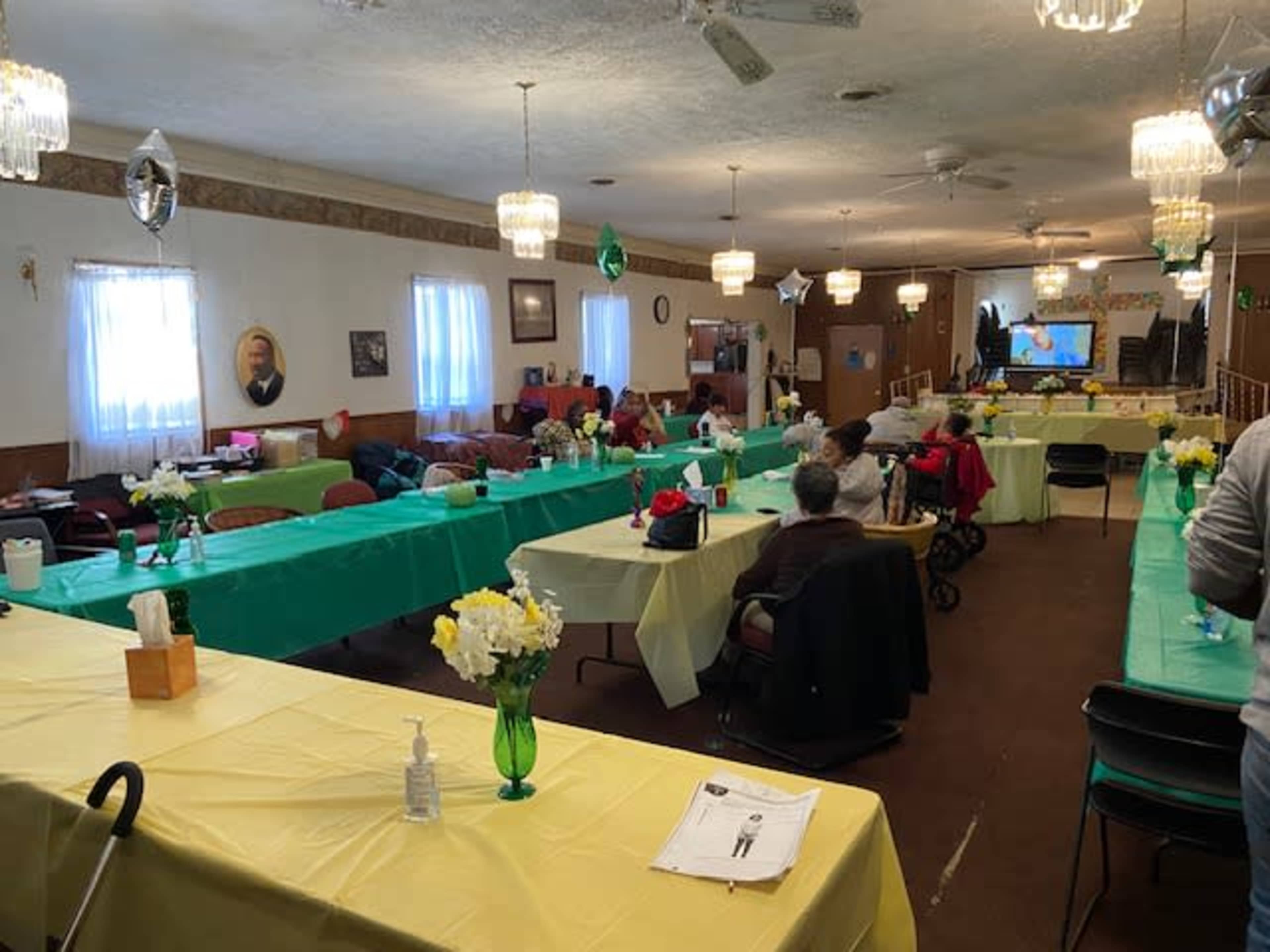Fellowship hall attached to main sanctuary. Image in Stonecrest, Lithonia, GA