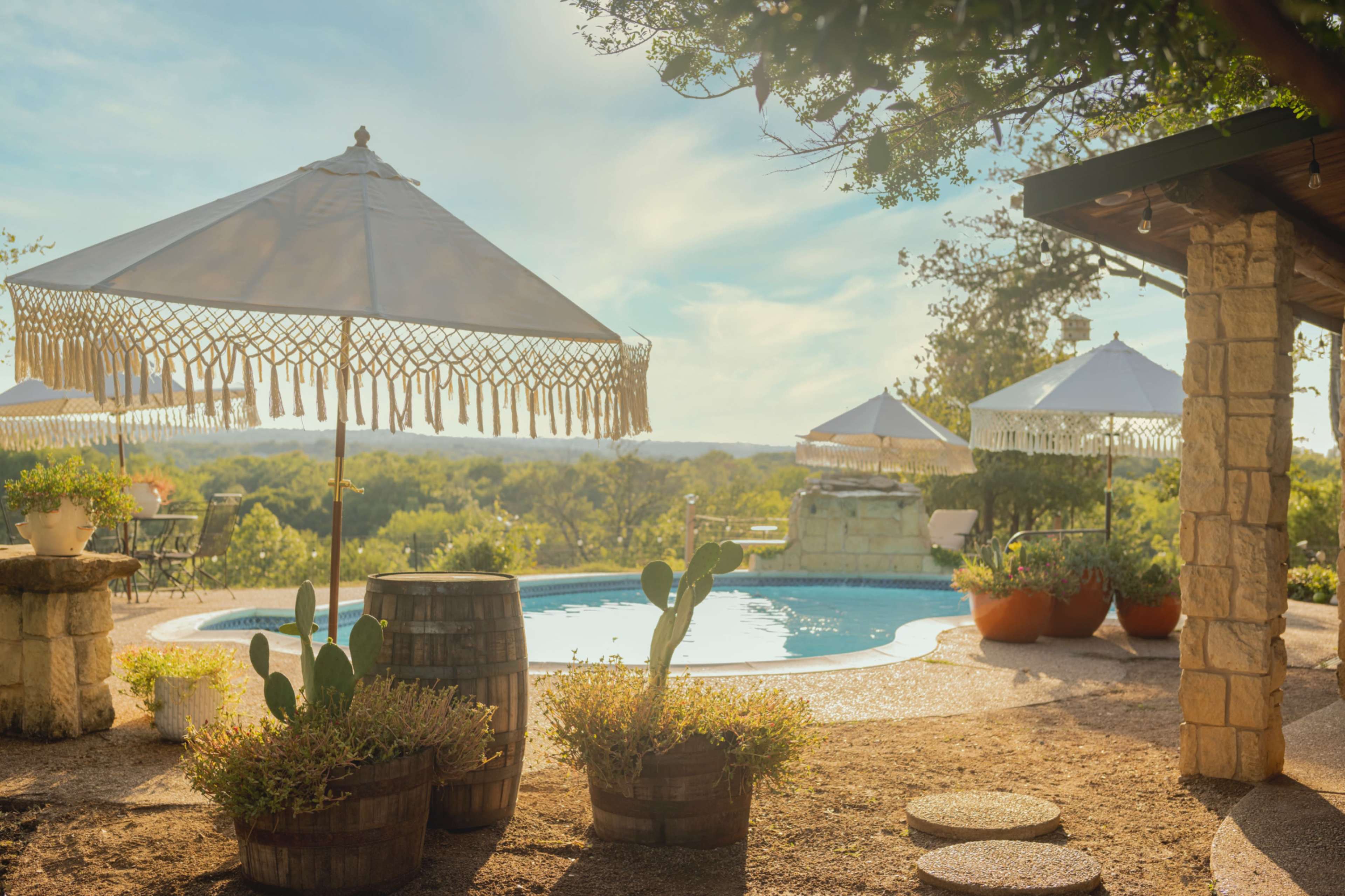 Resort Pool with View on 5 Acre Gated Property Image in , Weatherford, TX