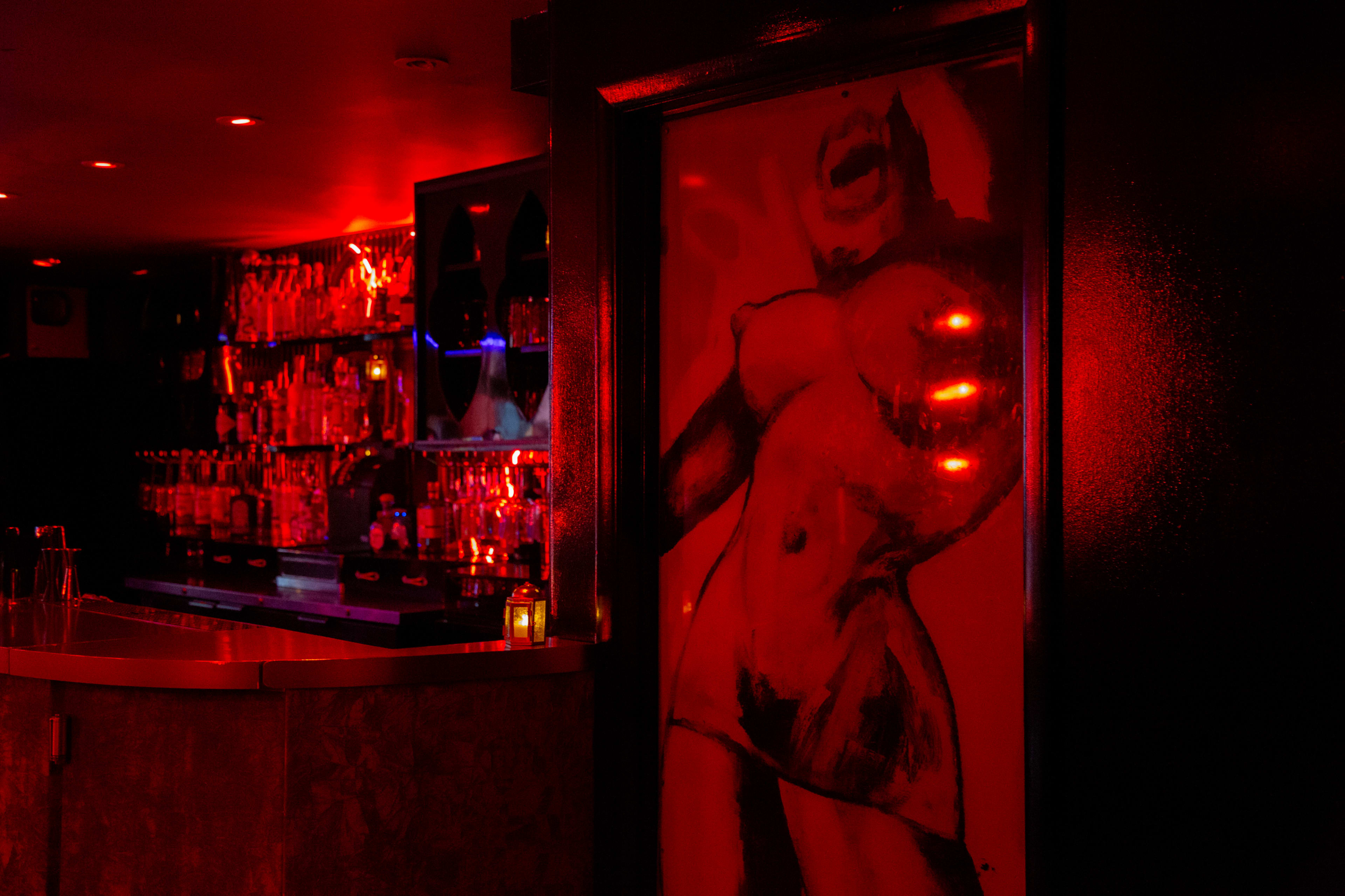 Red lit, bordello-style bar/lounge in Historic Greenwich Village Image in Greenwich Village, New York, NY