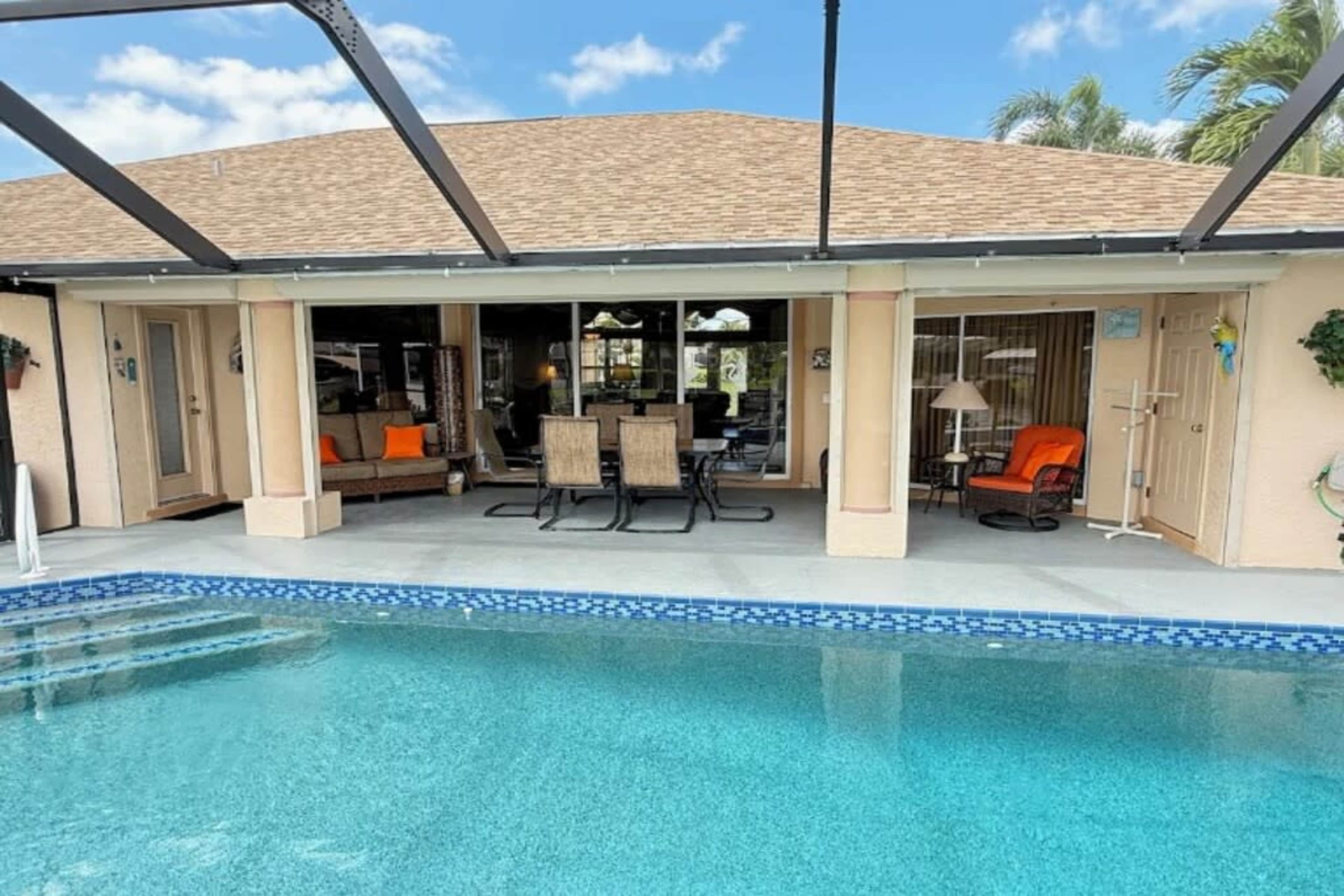 Heated Pool/Waterfront/Canal/Dock/Gulf Access, Private Sunny Home Image in Pelican, Cape Coral, FL
