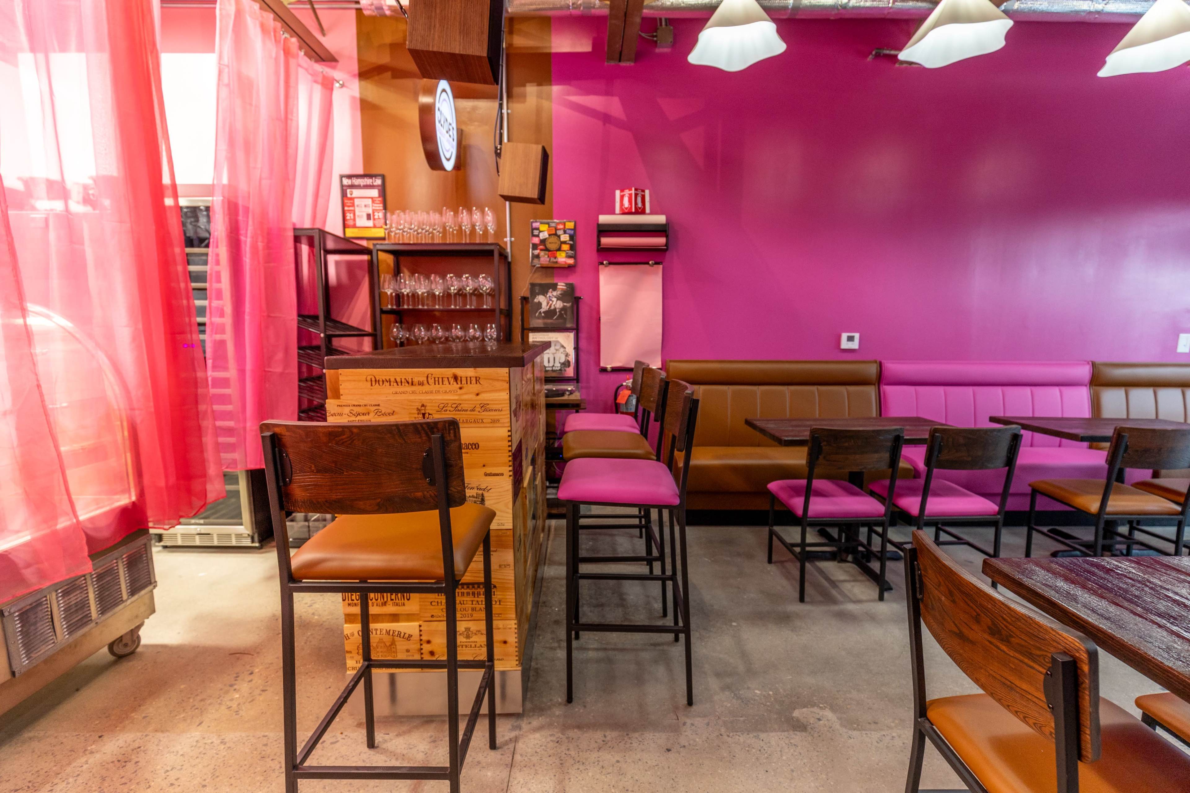 Industrial Pink and Brown - Wine Bar Image in Downtown, Manchester, NH