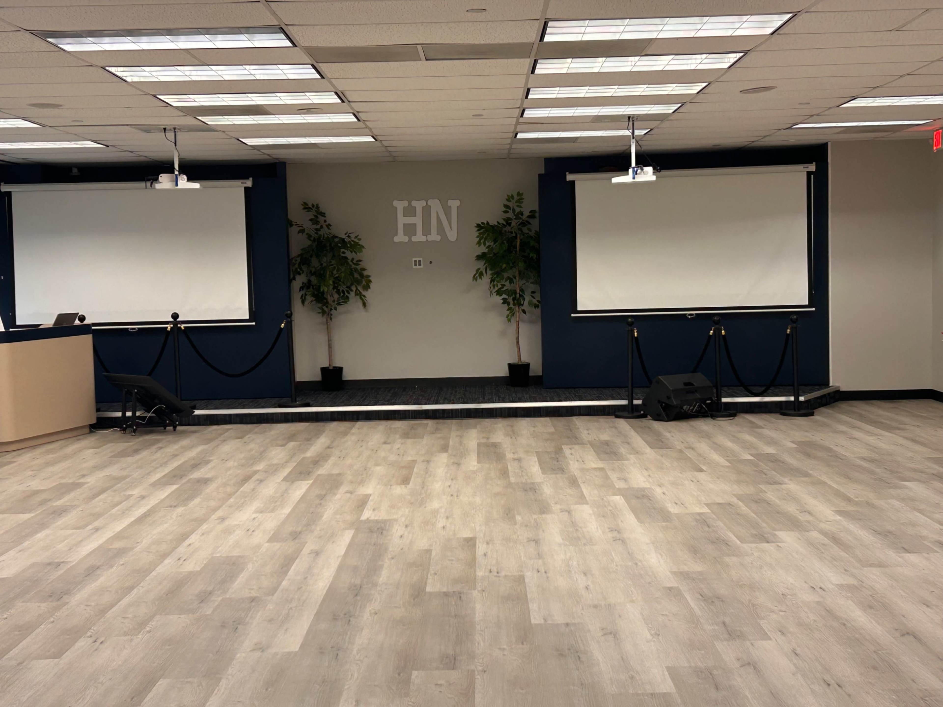 Corporate Event Suite with Stage & Dual Screens Image in Briar Forest, Houston, TX