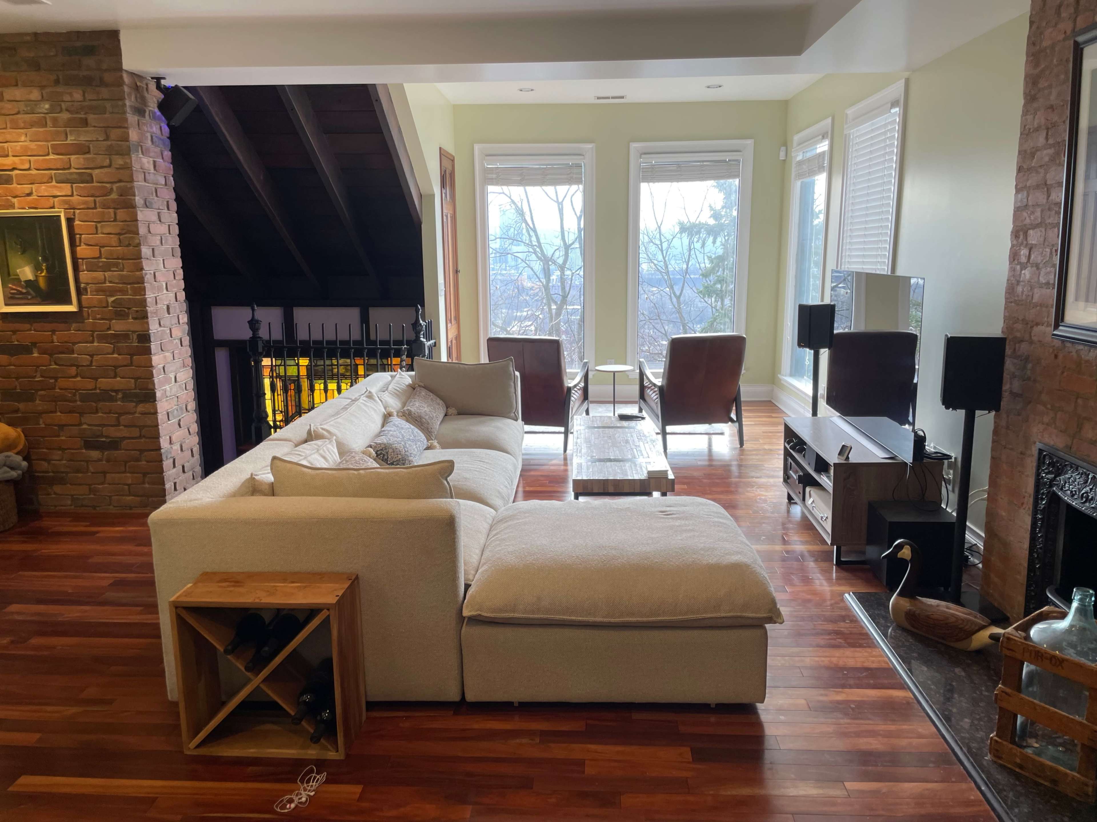 Stained glass, spiral staircase - modernized classically elegant space with porch Image in Central Northside, Pittsburgh, PA