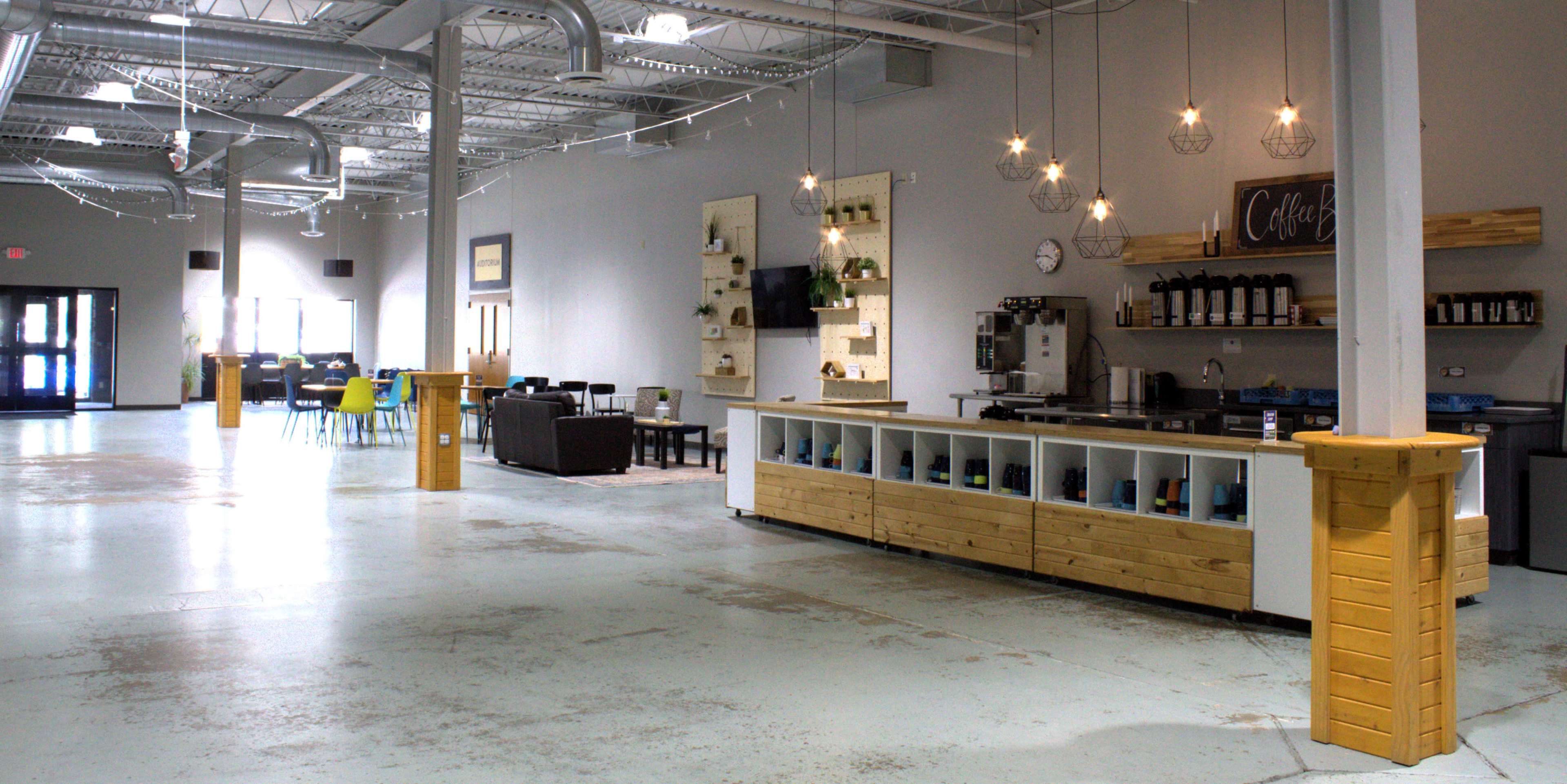 Spacious auditorium with industrial chic cafe/lobby Image in Mid-City Industrial, Minneapolis, MN