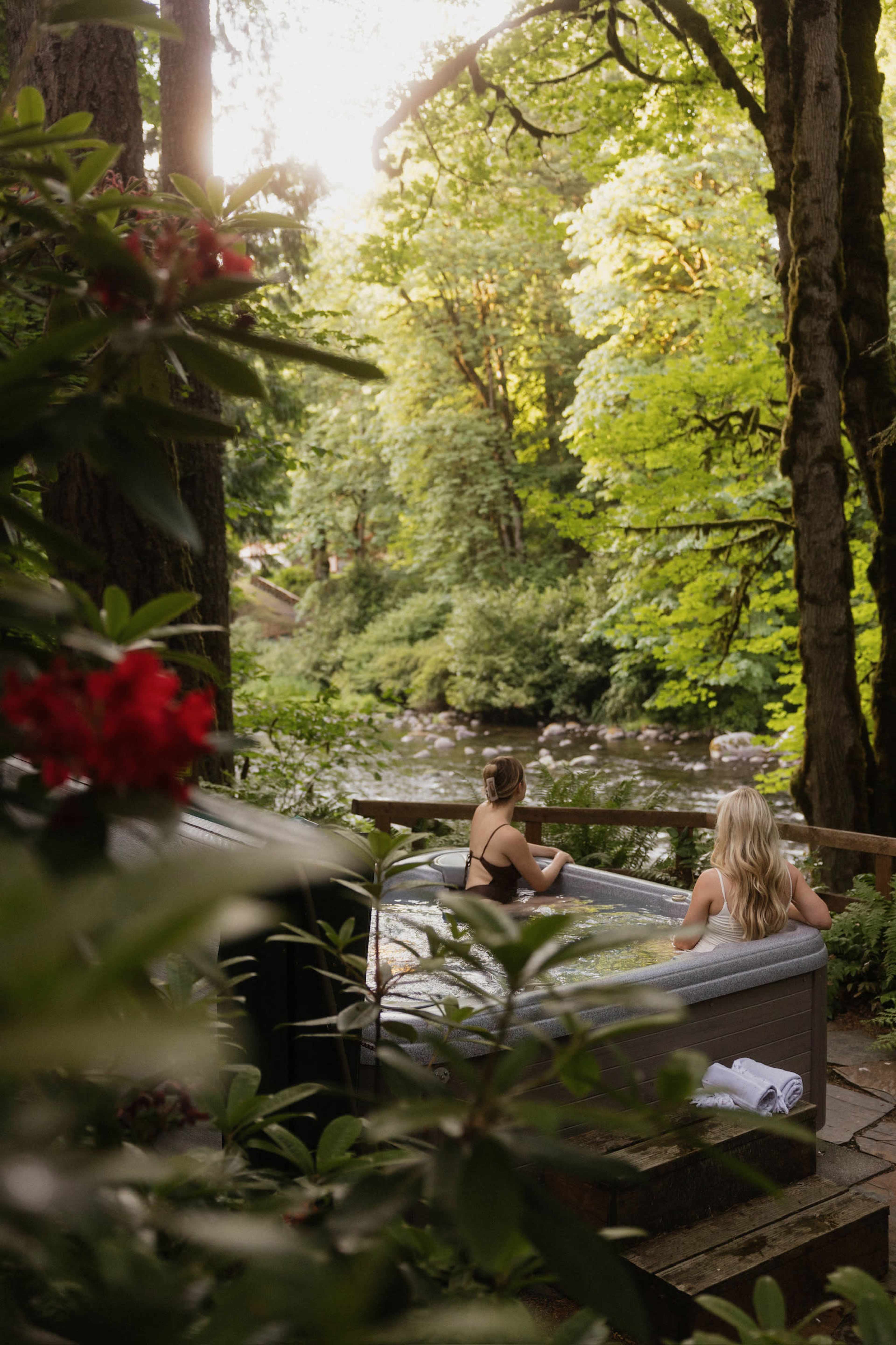 Dreamy Riverfront A Frame in the Forest with Hot Tub, Firepit, Game Room and Epic River Views Image in Mount Hood Village, Brightwood, OR