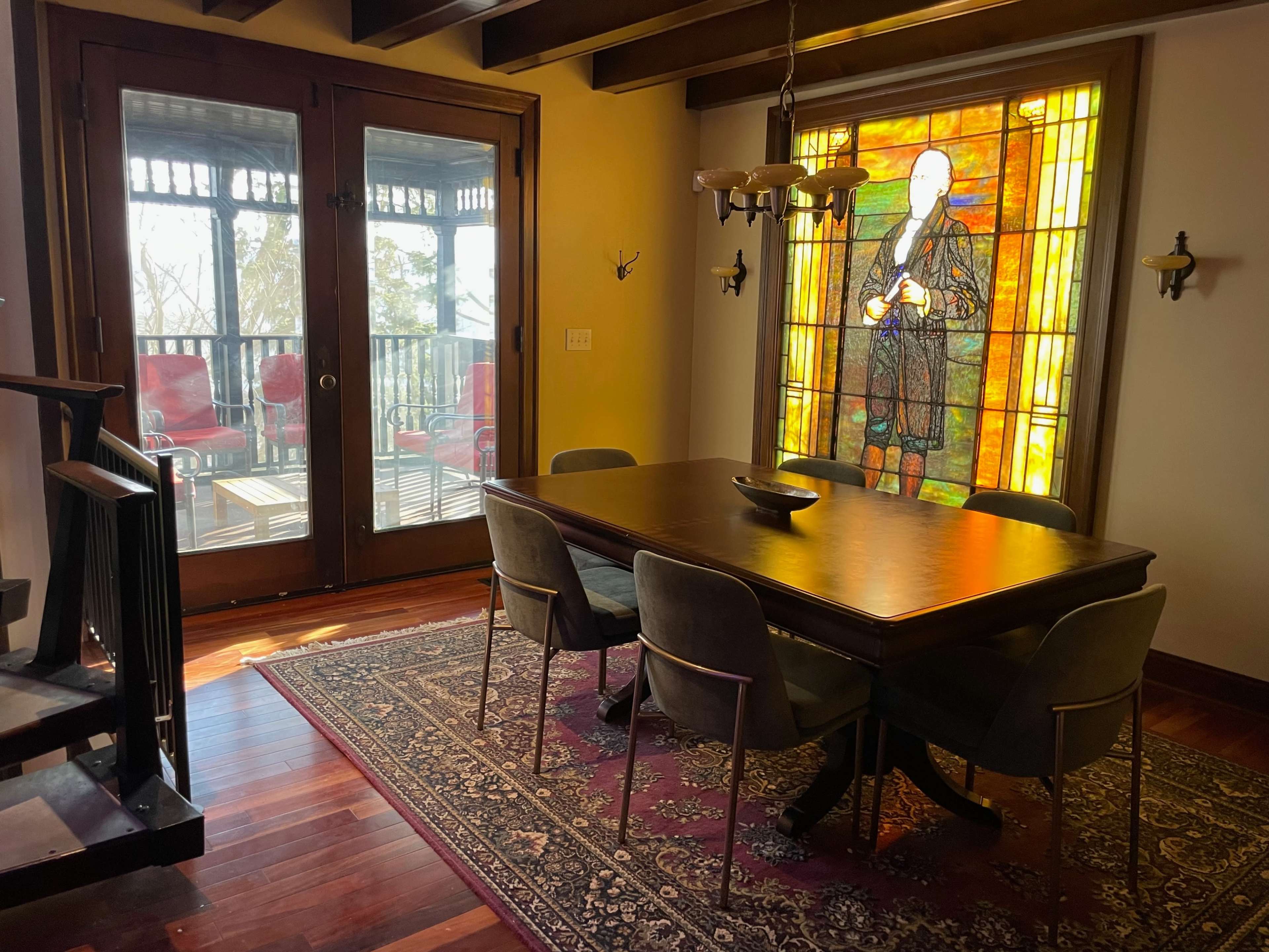 Stained glass, spiral staircase - modernized classically elegant space with porch Image in Central Northside, Pittsburgh, PA