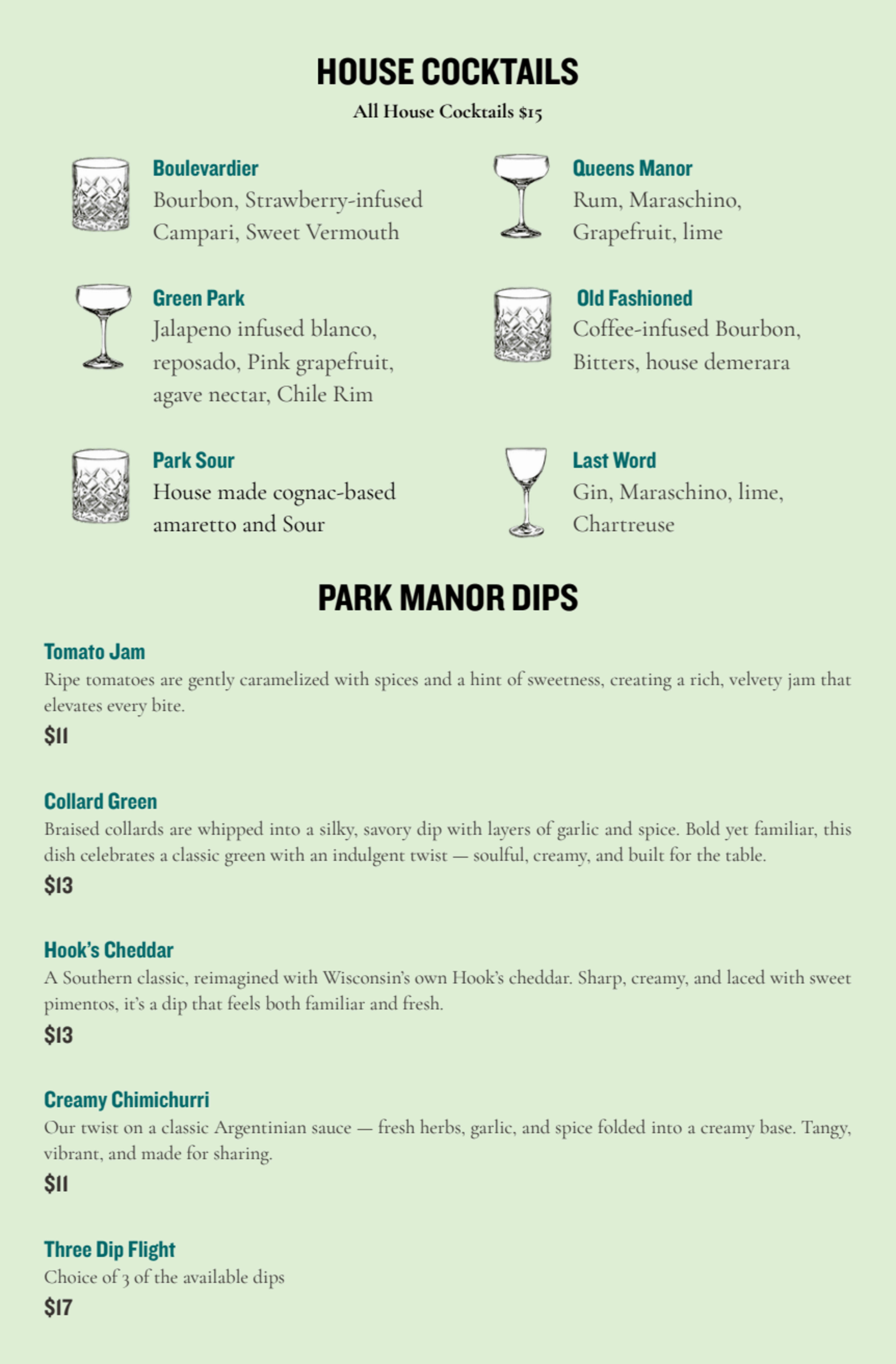 Menu offerings
