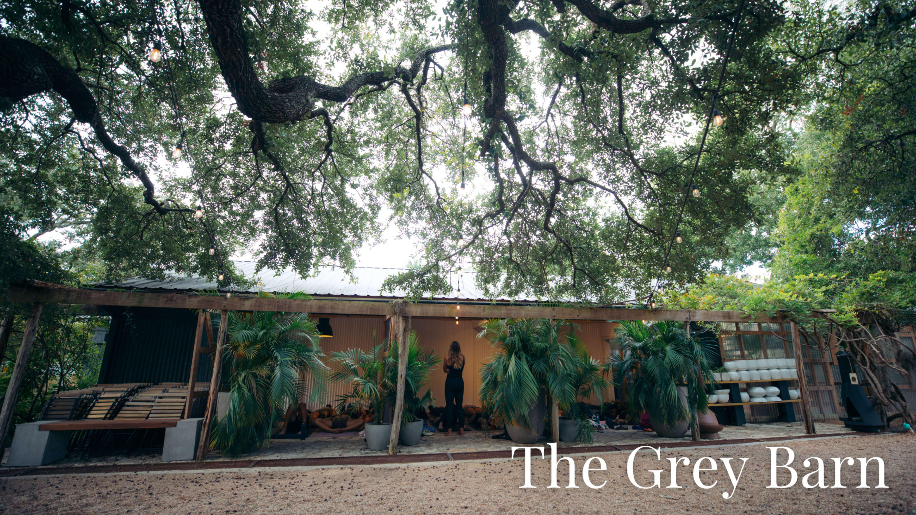 Rustic open-air barn in a lush garden Image in Shepard Of The Hills, Austin, TX