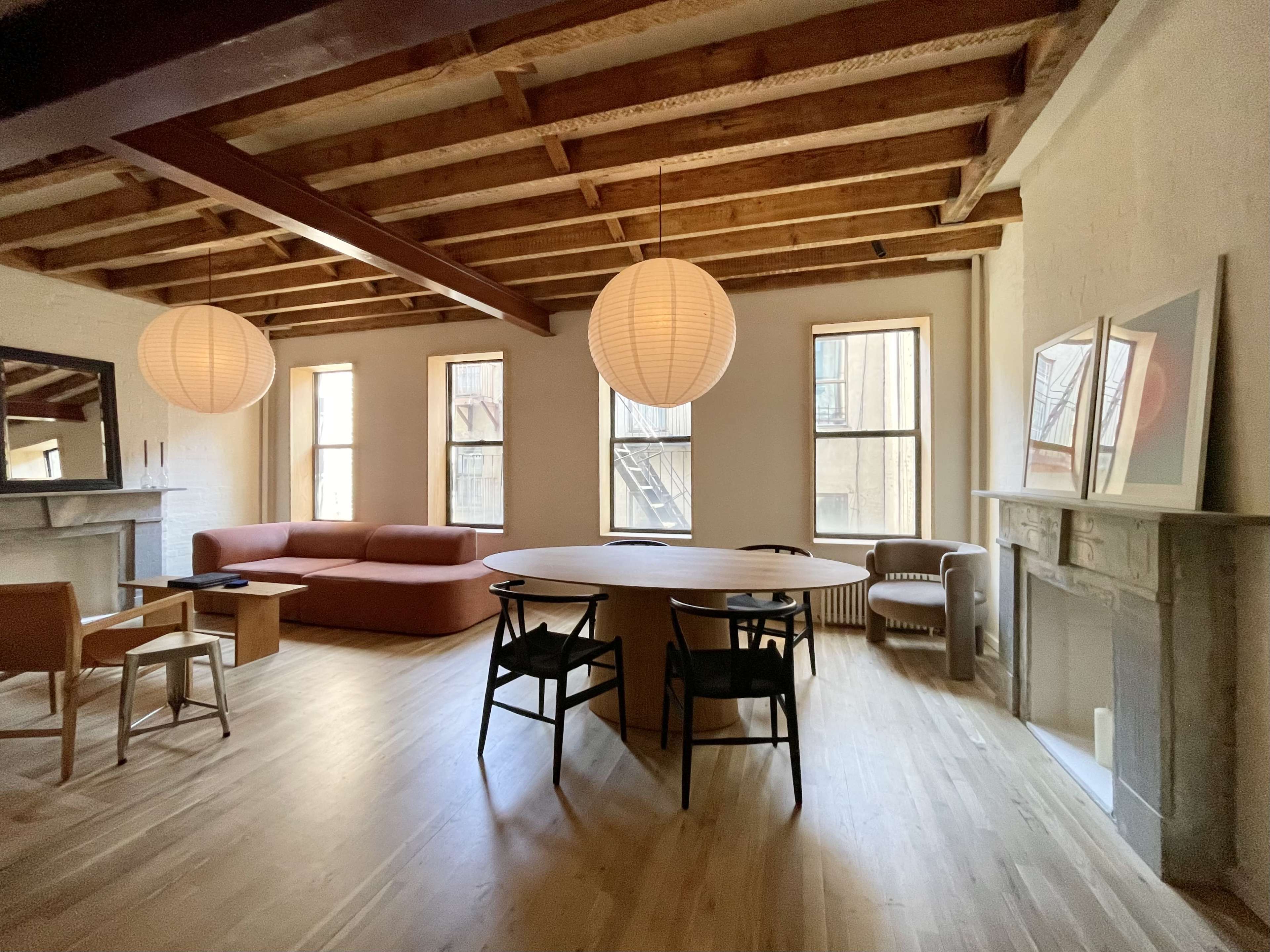 Stylish Wood Beamed Apartment With Two Decorative Fireplaces Image in East Village, New York, NY