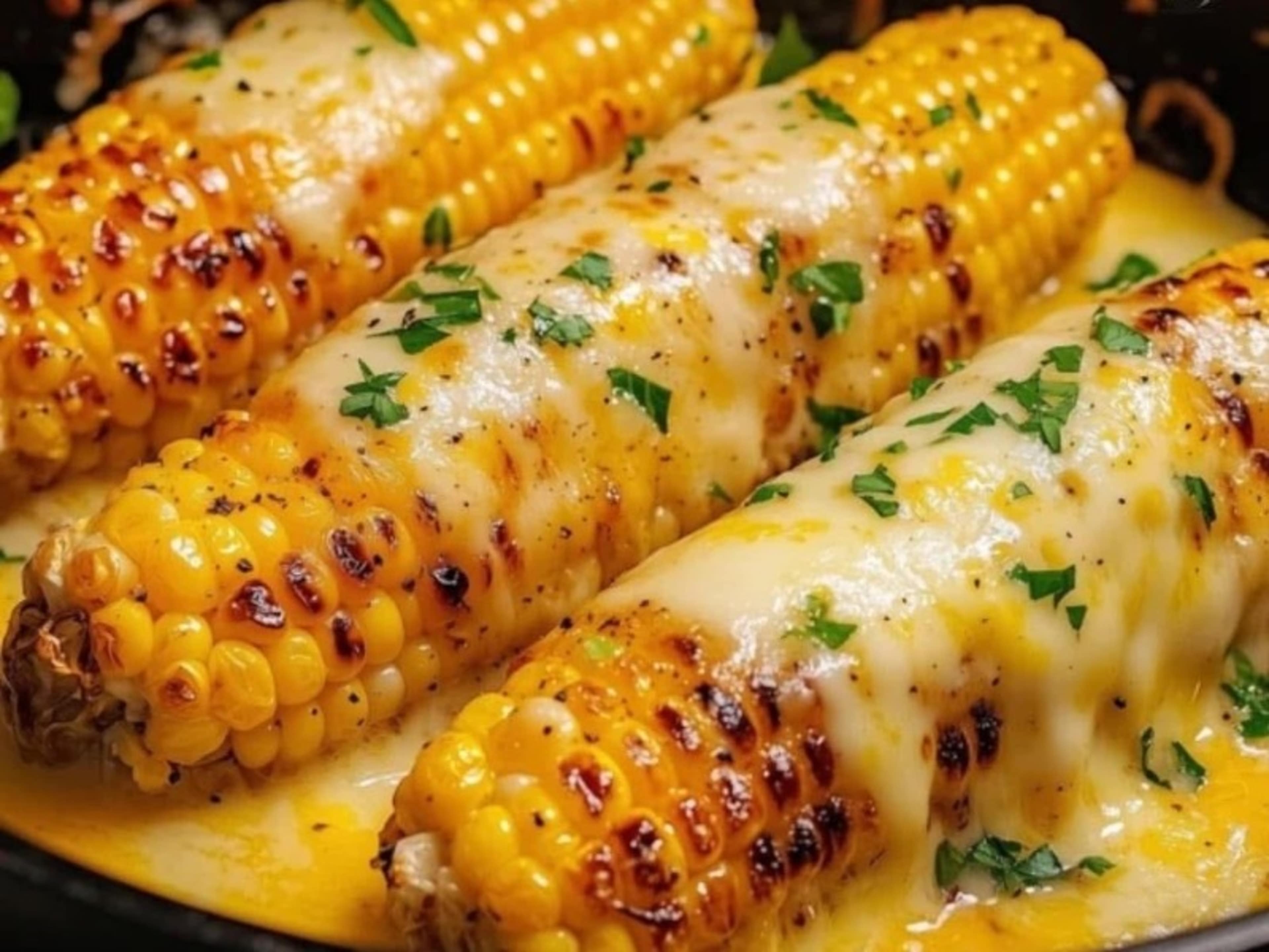 Cheesy garlic butter corn on the cub 