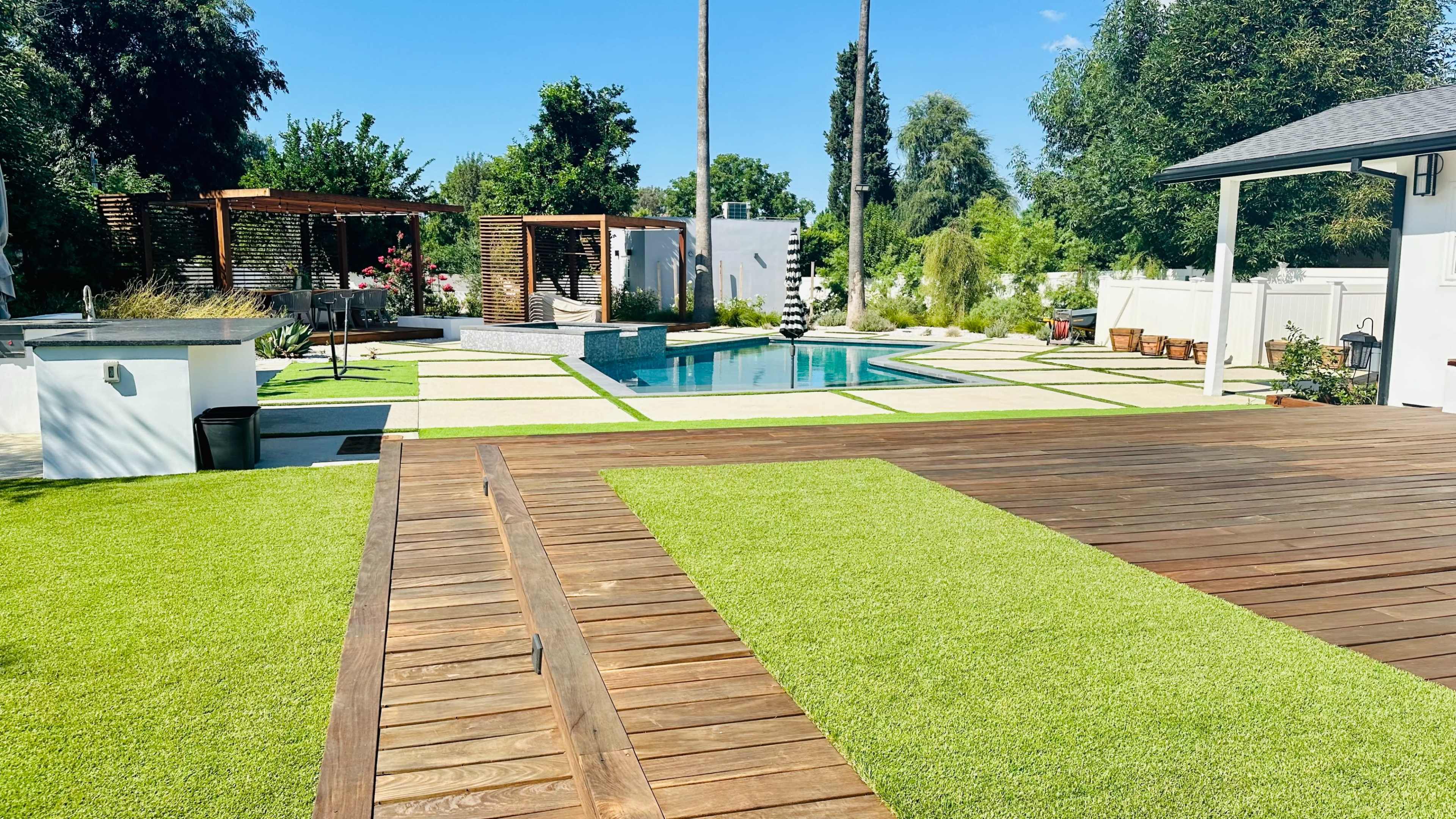 Modern Backyard Oasis with Pool & Outdoor Kitchen Image in Woodland Hills, Woodland Hills, CA