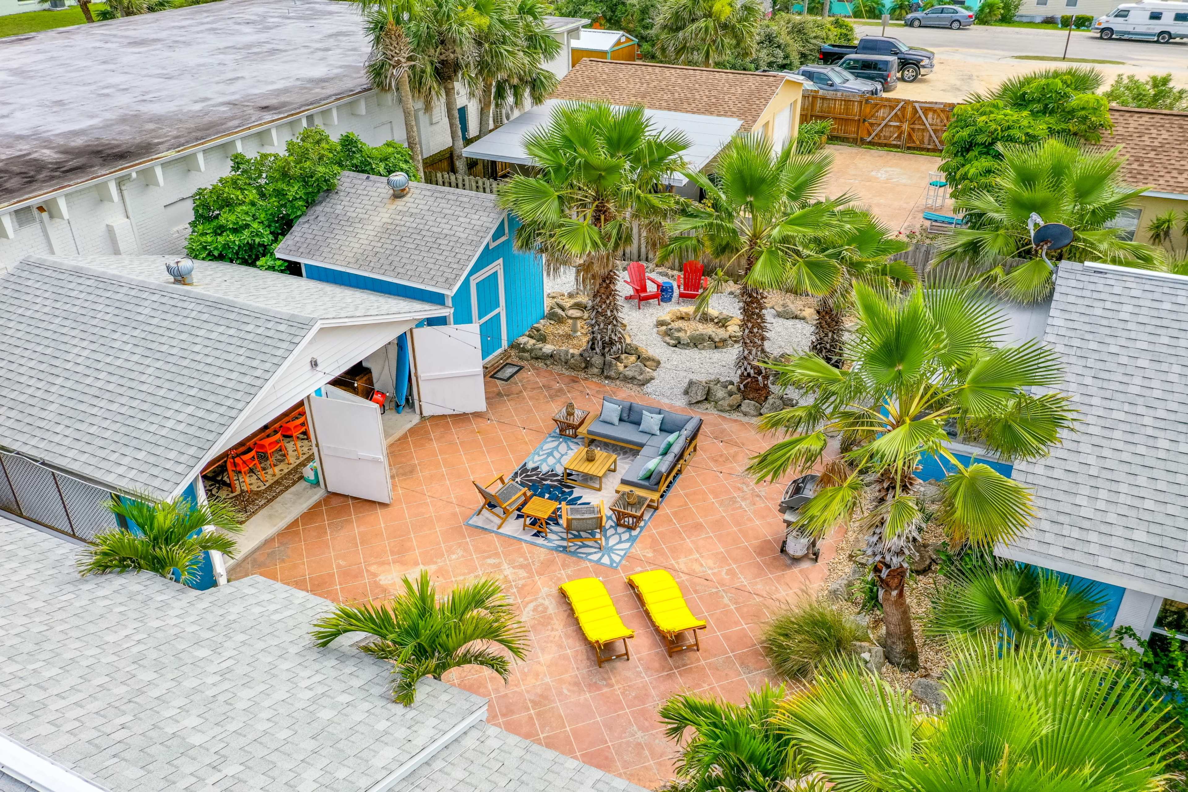 Beach Bungalows and Craft Room in a Tropical Garden Image in Flagler Beach, Flagler Beach, FL