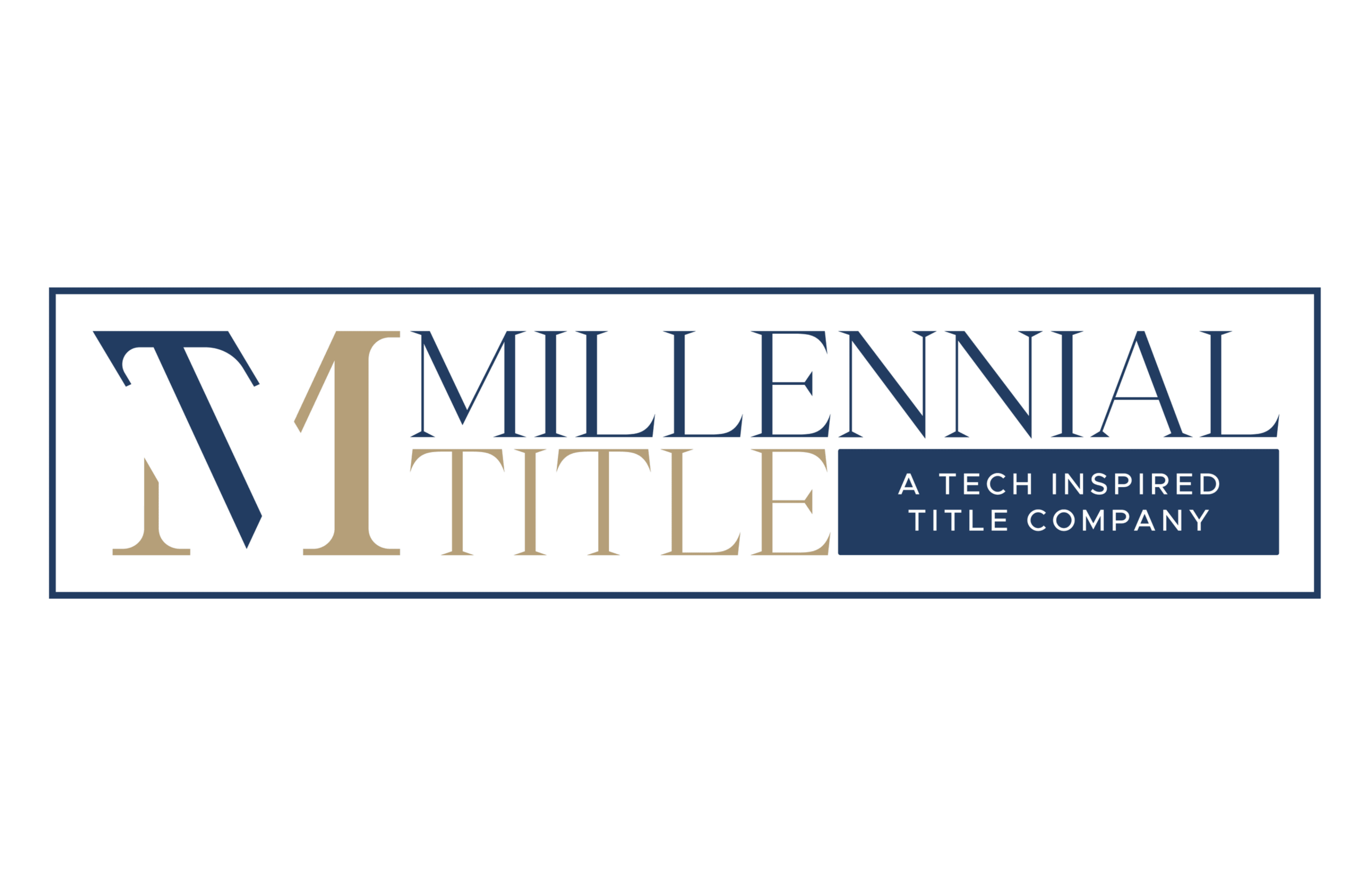The image features a logo for "Millennial Title," a tech-inspired title company, with a design that includes a prominent letter "M" and the company name in a modern font.