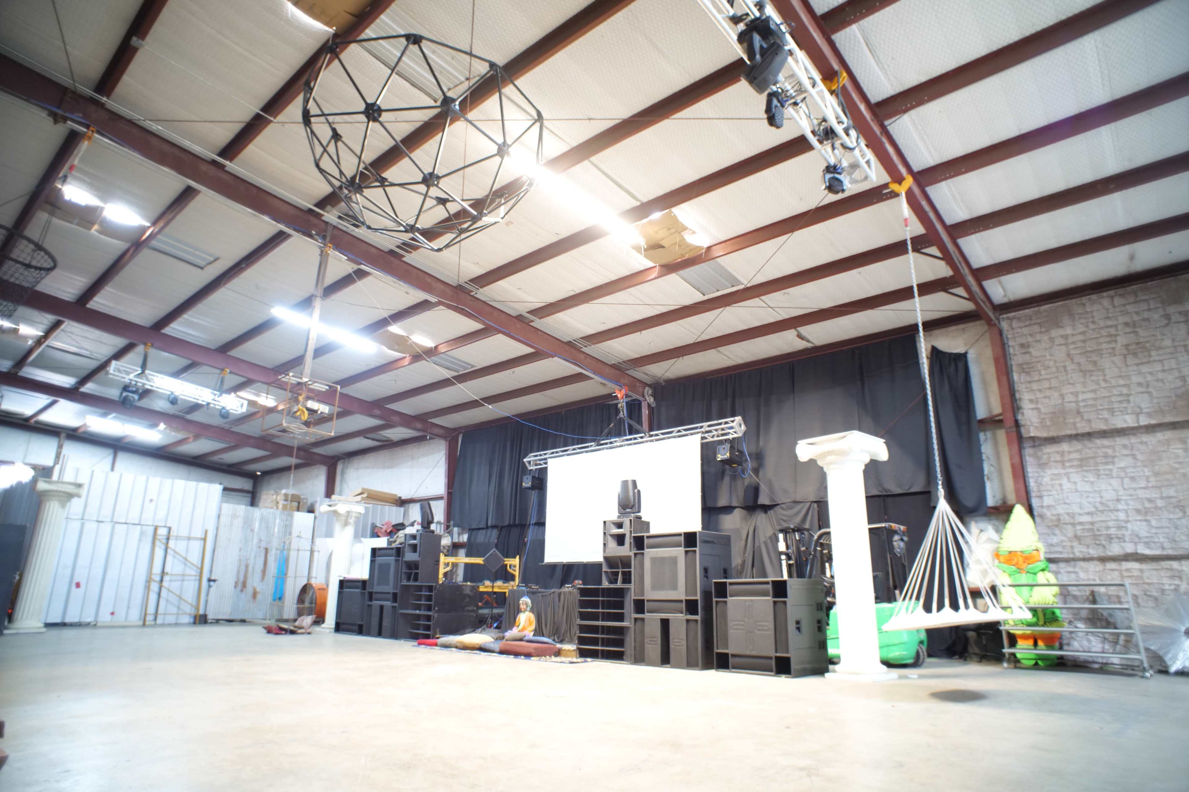 Immersive Industrial Warehouse with Pro Sound, Lasers & Installations Image in McKinney, Austin, TX