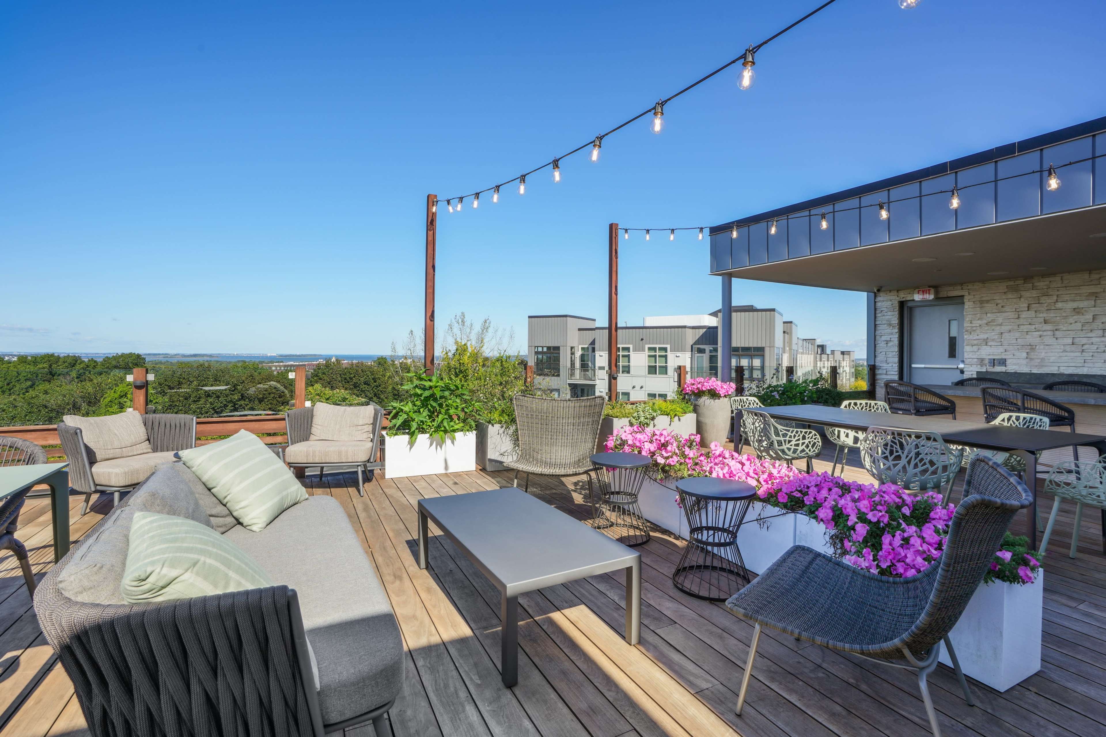 Rooftop Lounge with views of the Boston skyline and Quincy harbor Image in Quincy, Quincy, MA