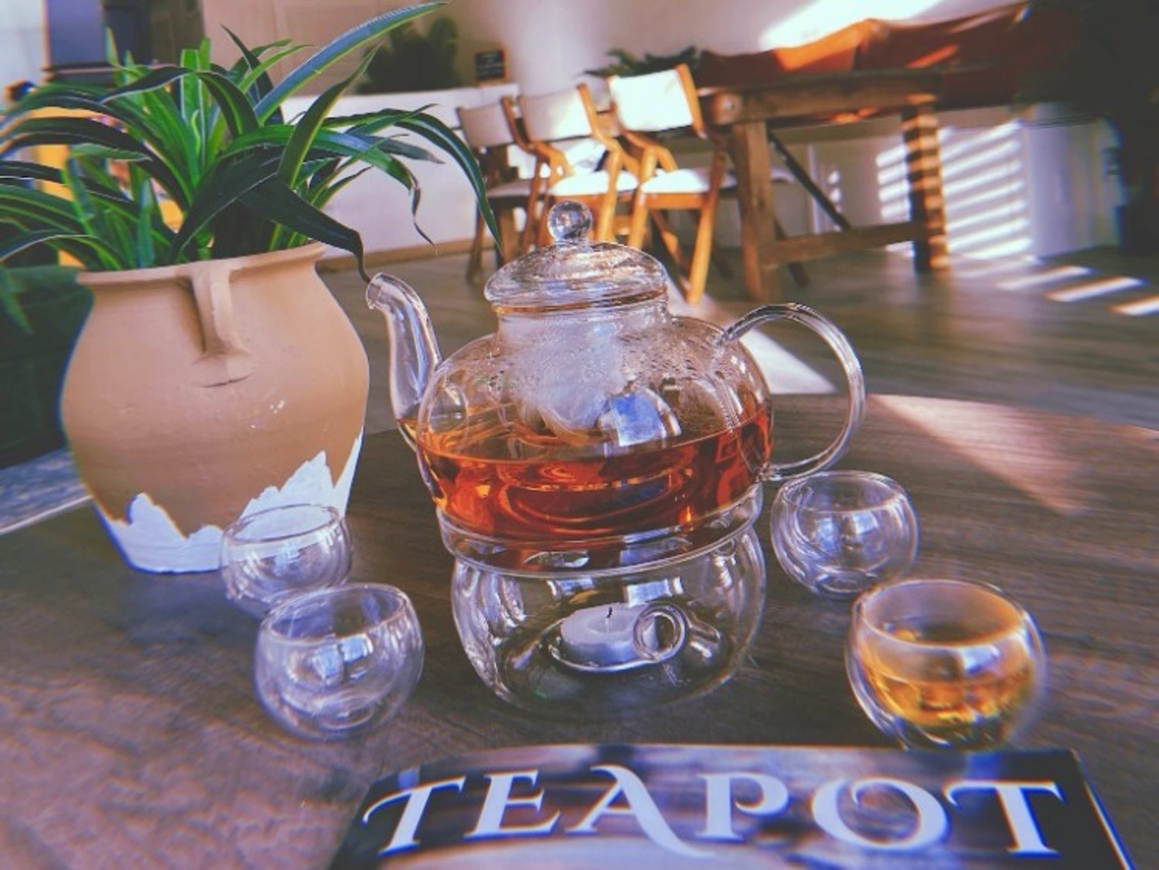 Glass Tea Set with Tea & 6 Small Tea Cups