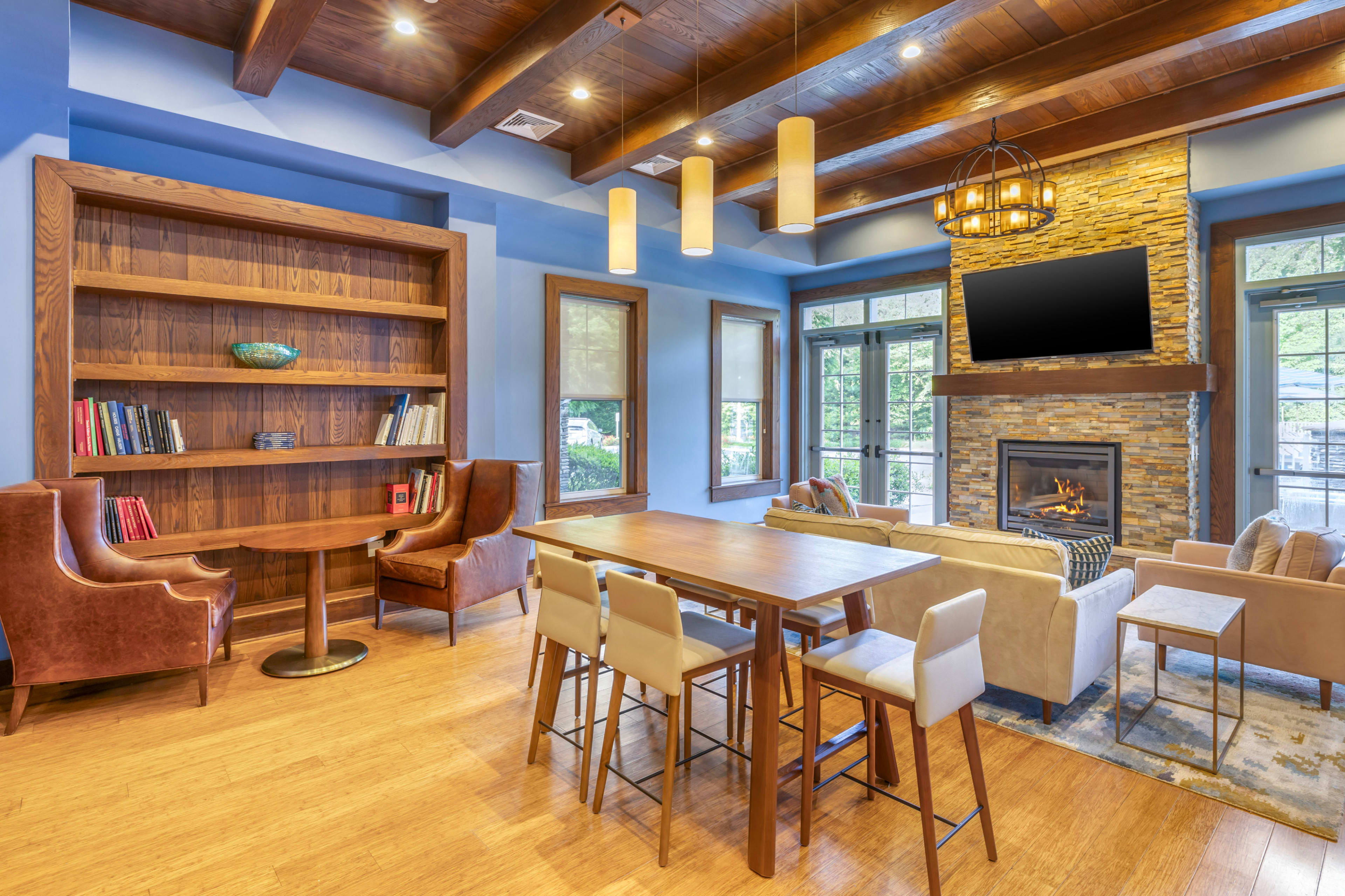 Sophisticated Clubroom with Kitchenette & Oversized Fireplace Image in Bloomingdale, Bloomingdale, NJ