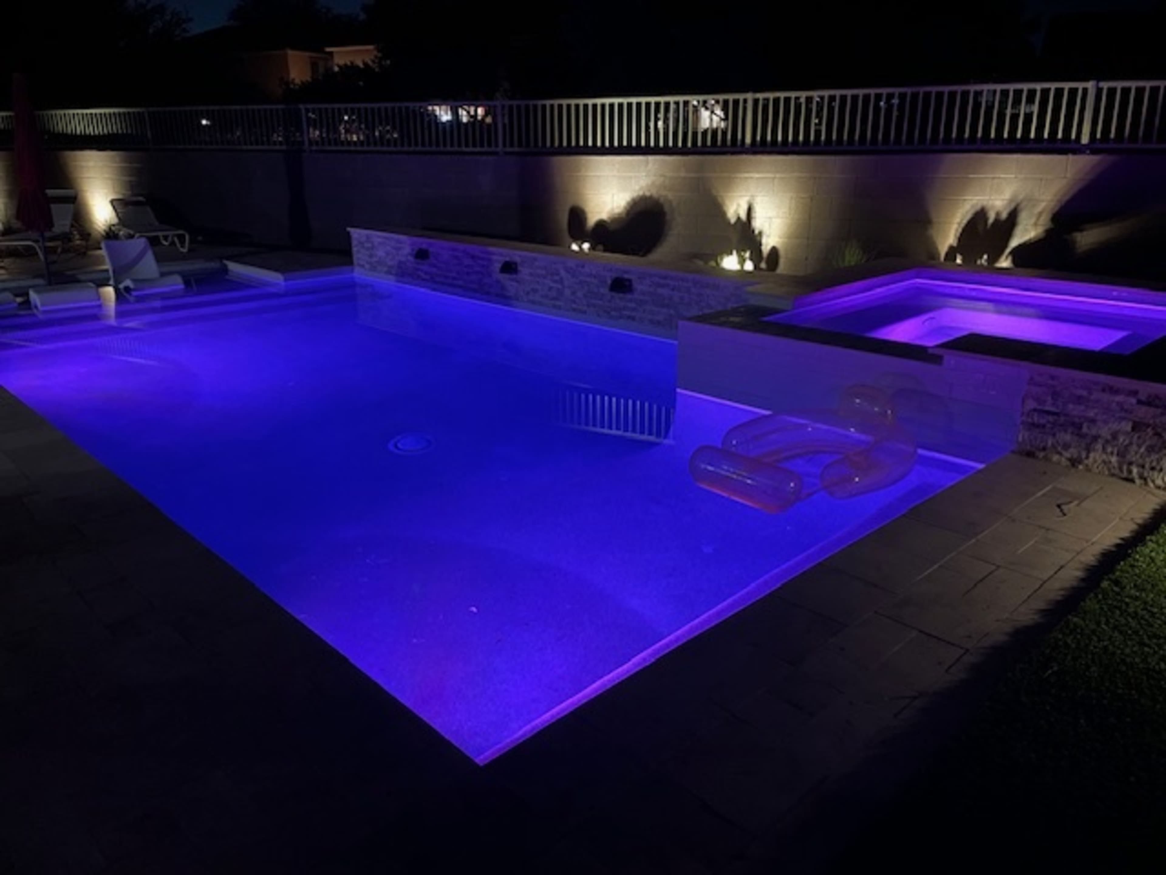 Newly renovated backyard with heated pool/spa, BBQ area and fire pit. Image in Emperor Estates, Queen Creek, AZ