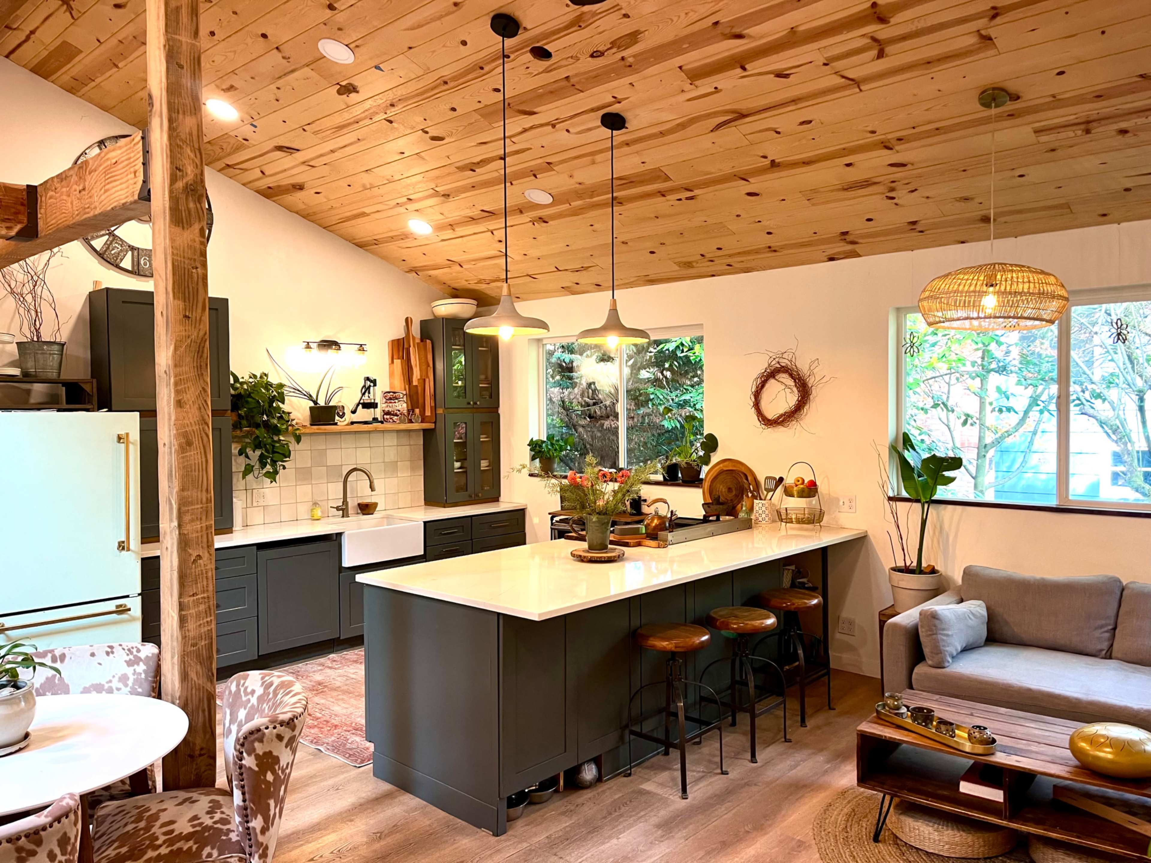 Light-Filled Modern PNW Home with Vaulted Ceilings, Designer Kitchen & Outdoor Sauna Image in Greenwood, Seattle, WA