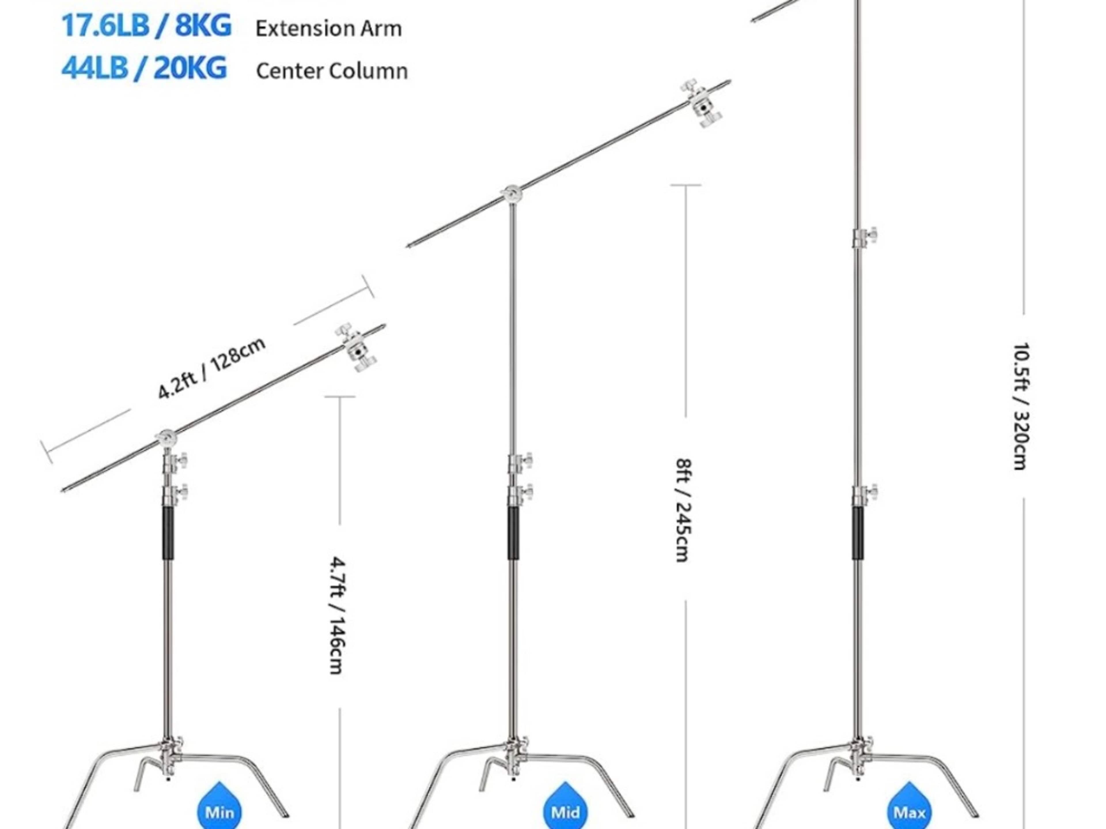 NEEWER Pro 100% Stainless Steel C Stand 