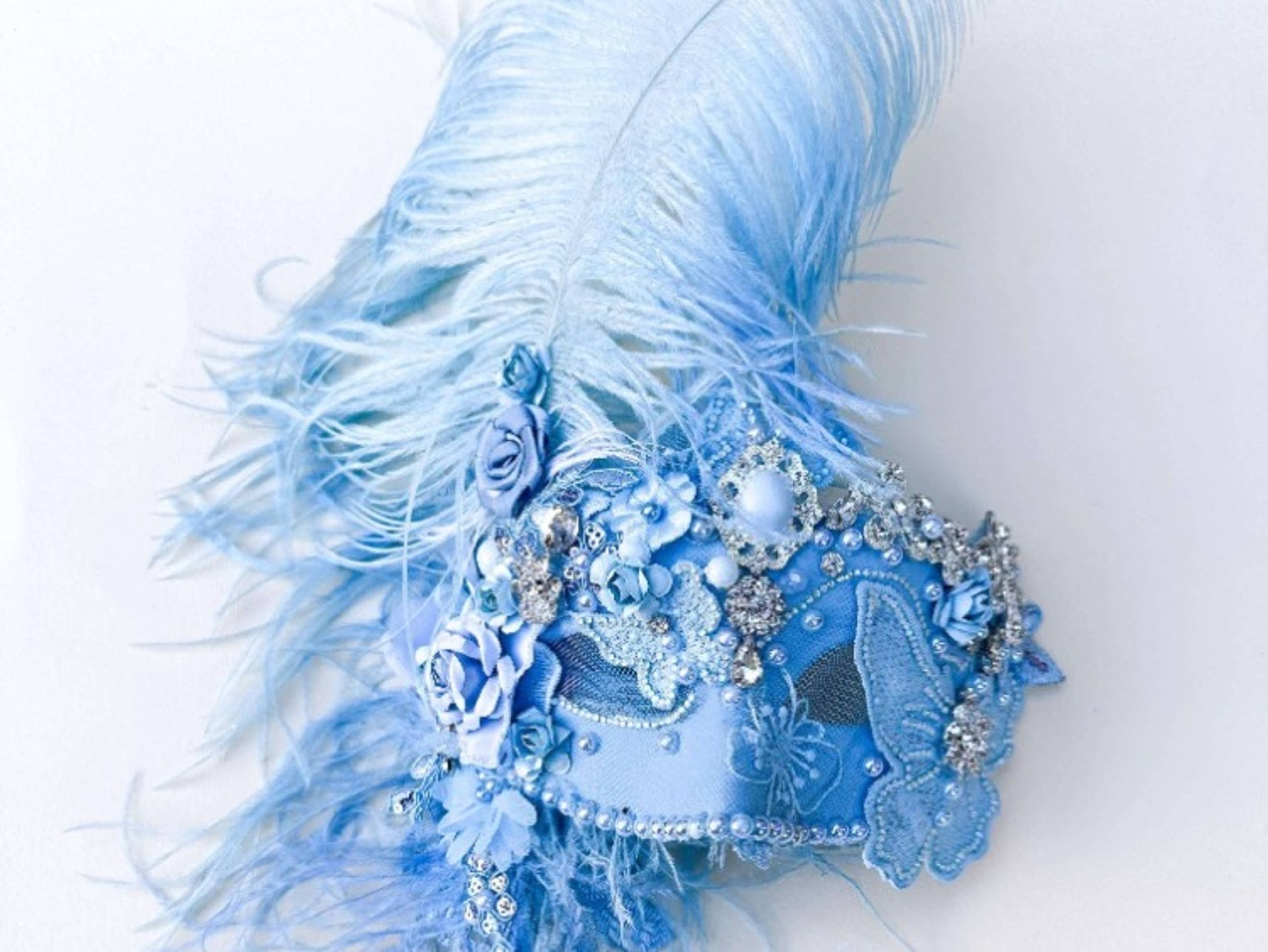 Baby Blue Jeweled Masquerade Mask