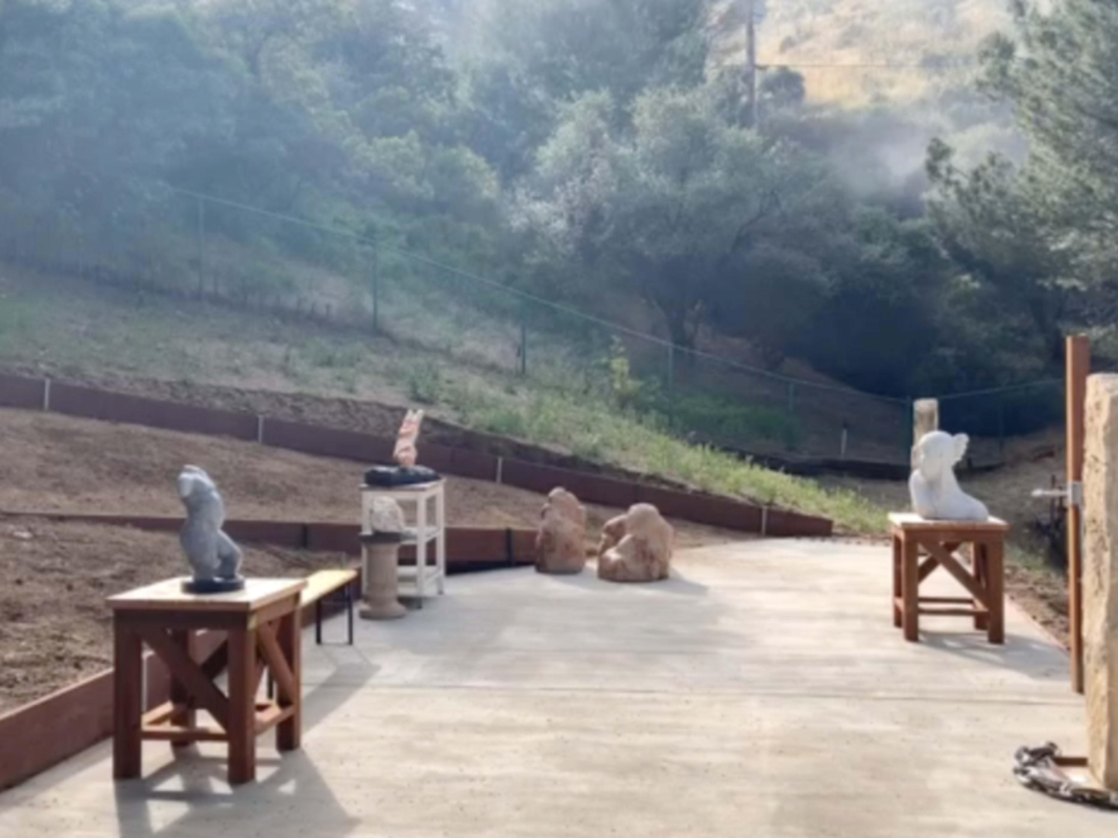 Outside sculpting stone yard