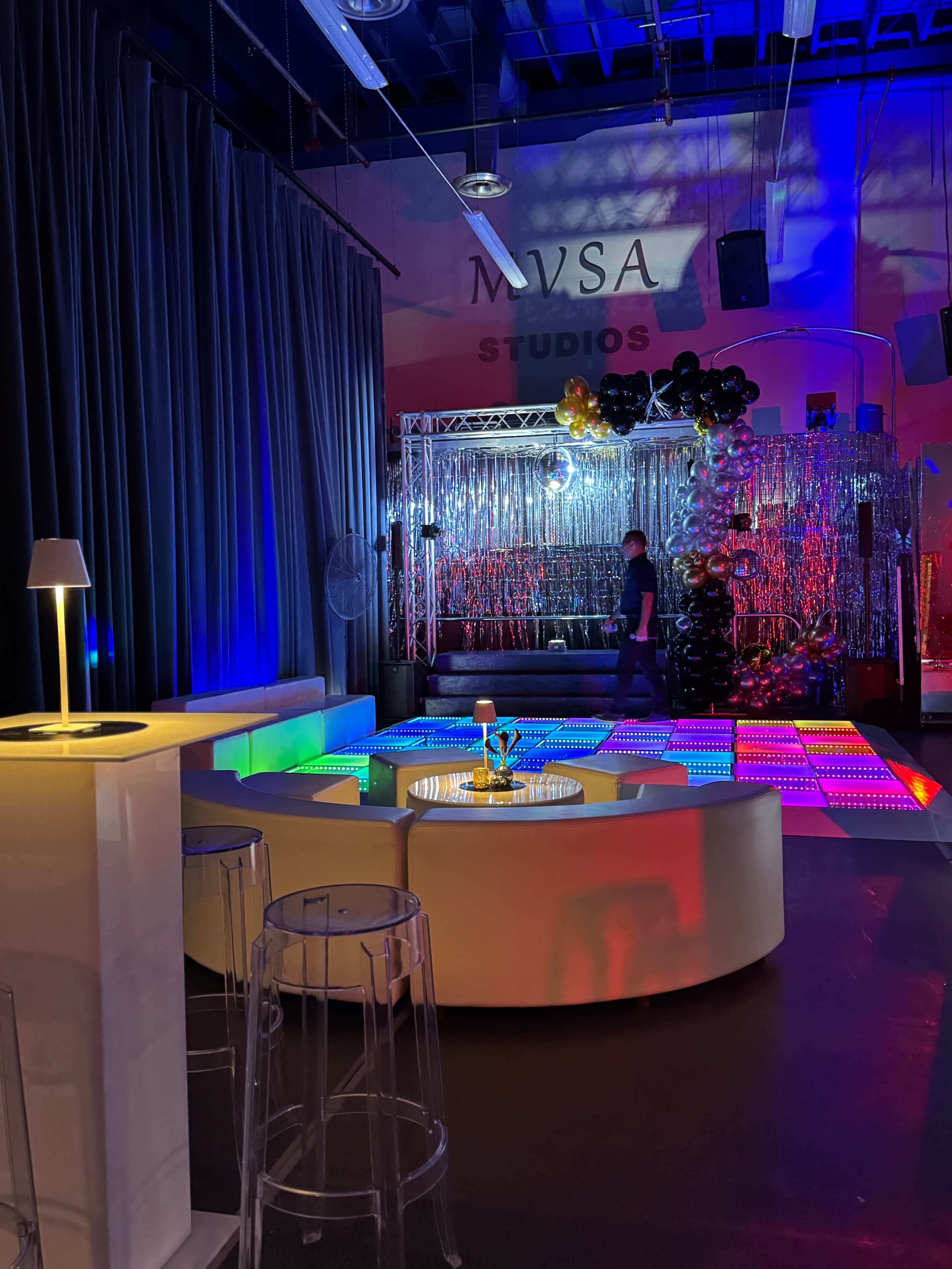 Open Concept Studio Space with Bar Floor to ceiling curtains Image in Kendall, Miami, FL